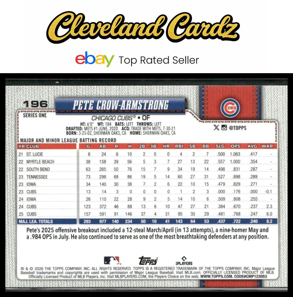 2026 Topps #196 Pete Crow-Armstrong