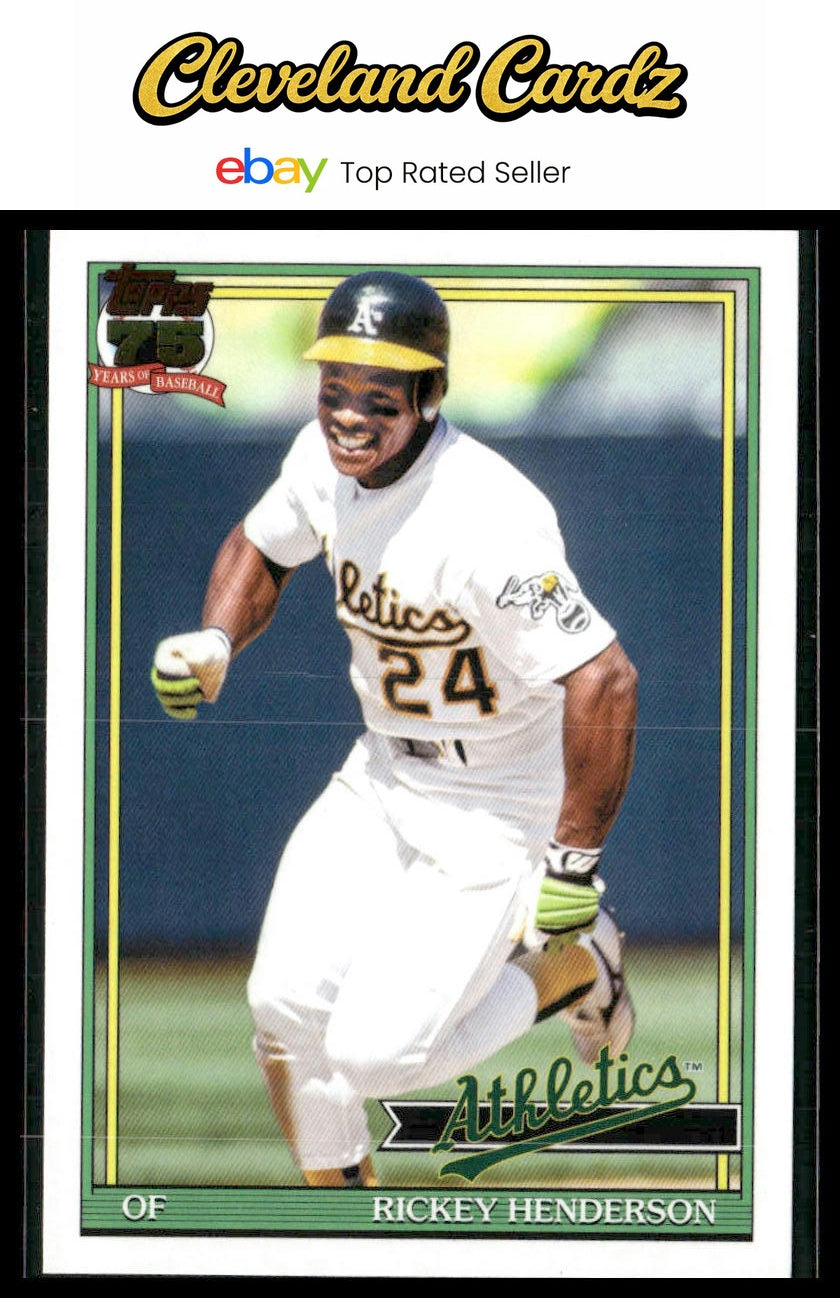2026 Topps #T91-52 Rickey Henderson 1991 Topps Baseball 35th Anniversary