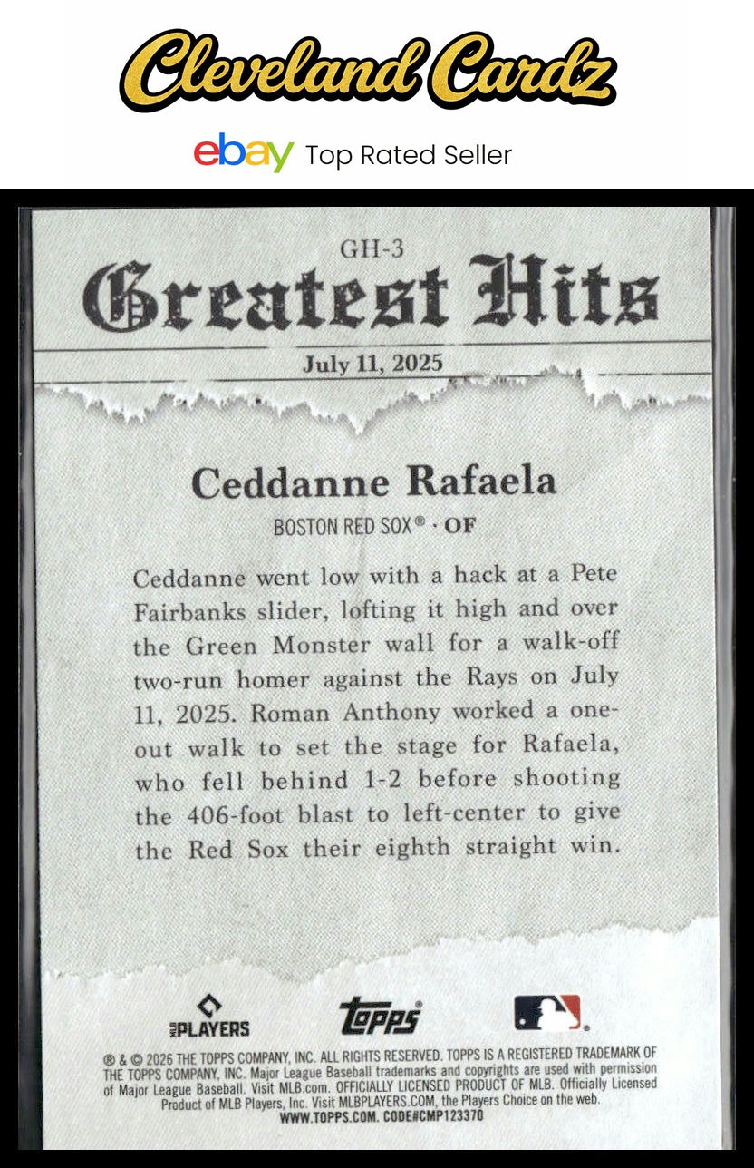 2026 Topps #GH-3 Ceddanne Rafaela 2025 Greatest Hits