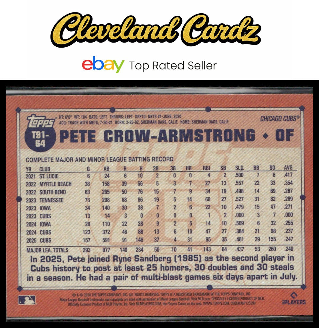 2026 Topps #T91-64 Pete Crow-Armstrong 1991 Topps Baseball 35th Anniversary