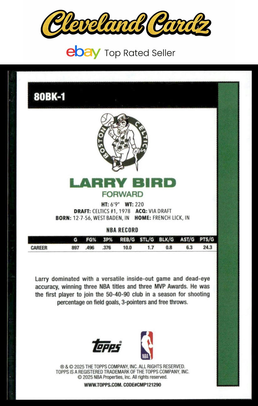 2025-26 Topps #80BK-1 Larry Bird 1980-81 Topps Basketball