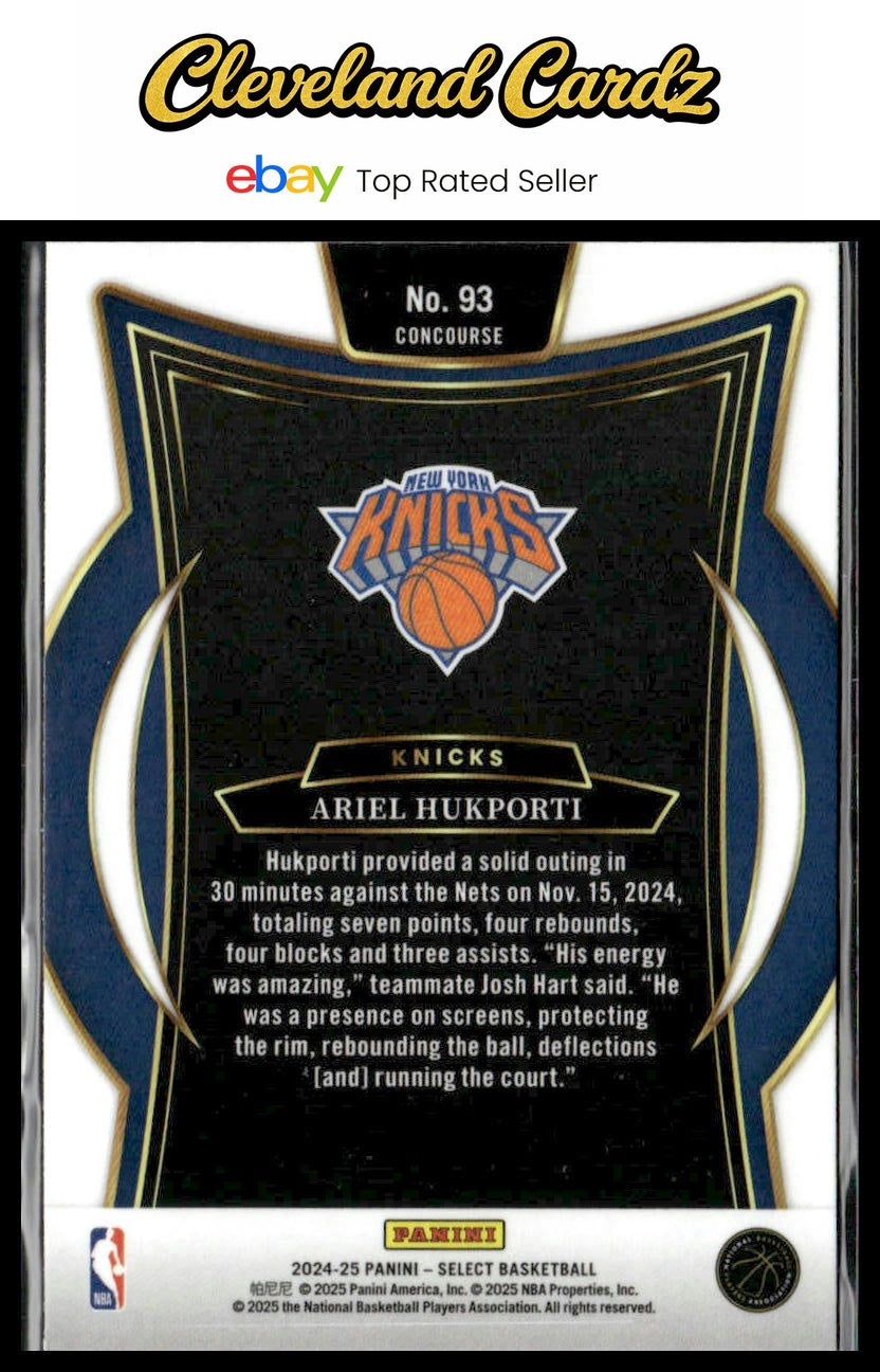 2024-25 Panini Select #93 Ariel Hukporti Blue