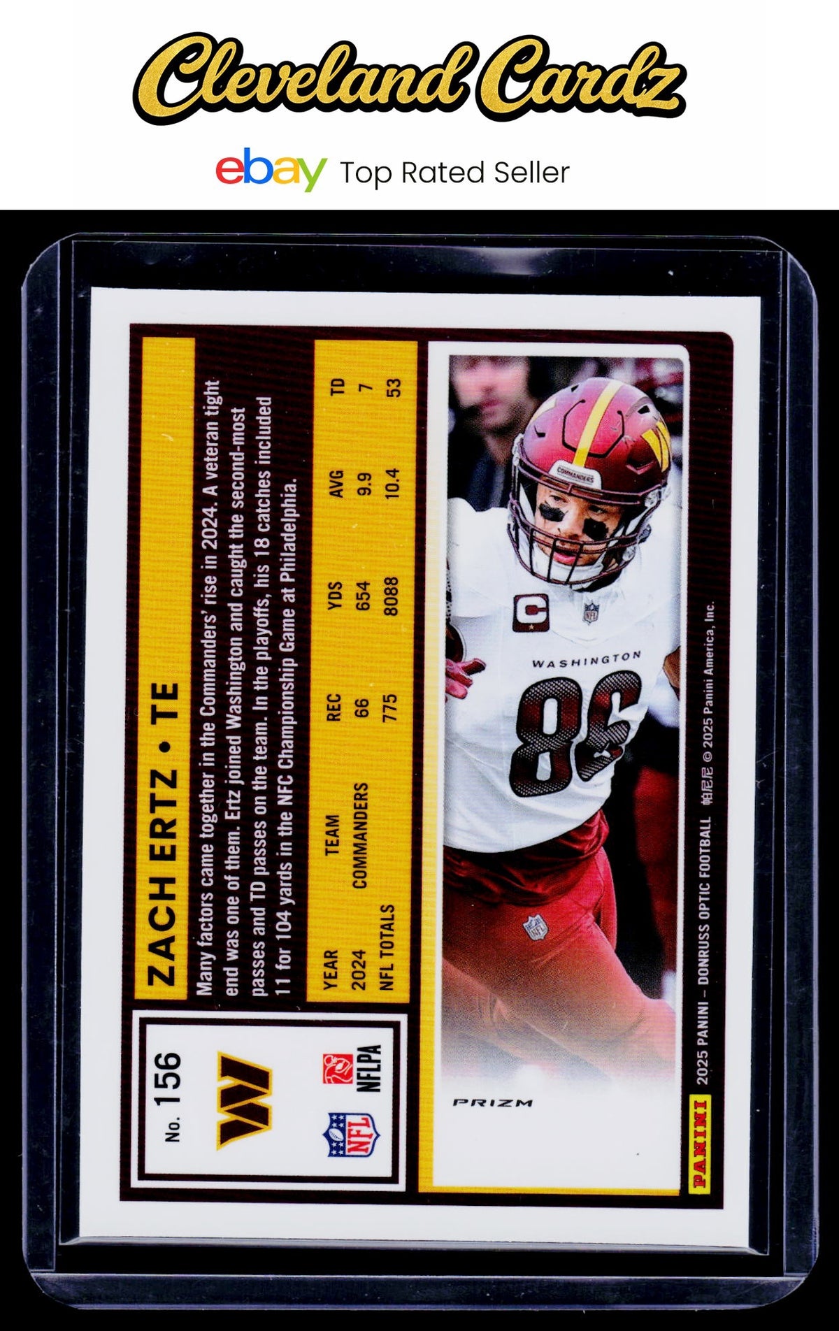 2025 Donruss Optic #156 Zach Ertz Silver Prizm