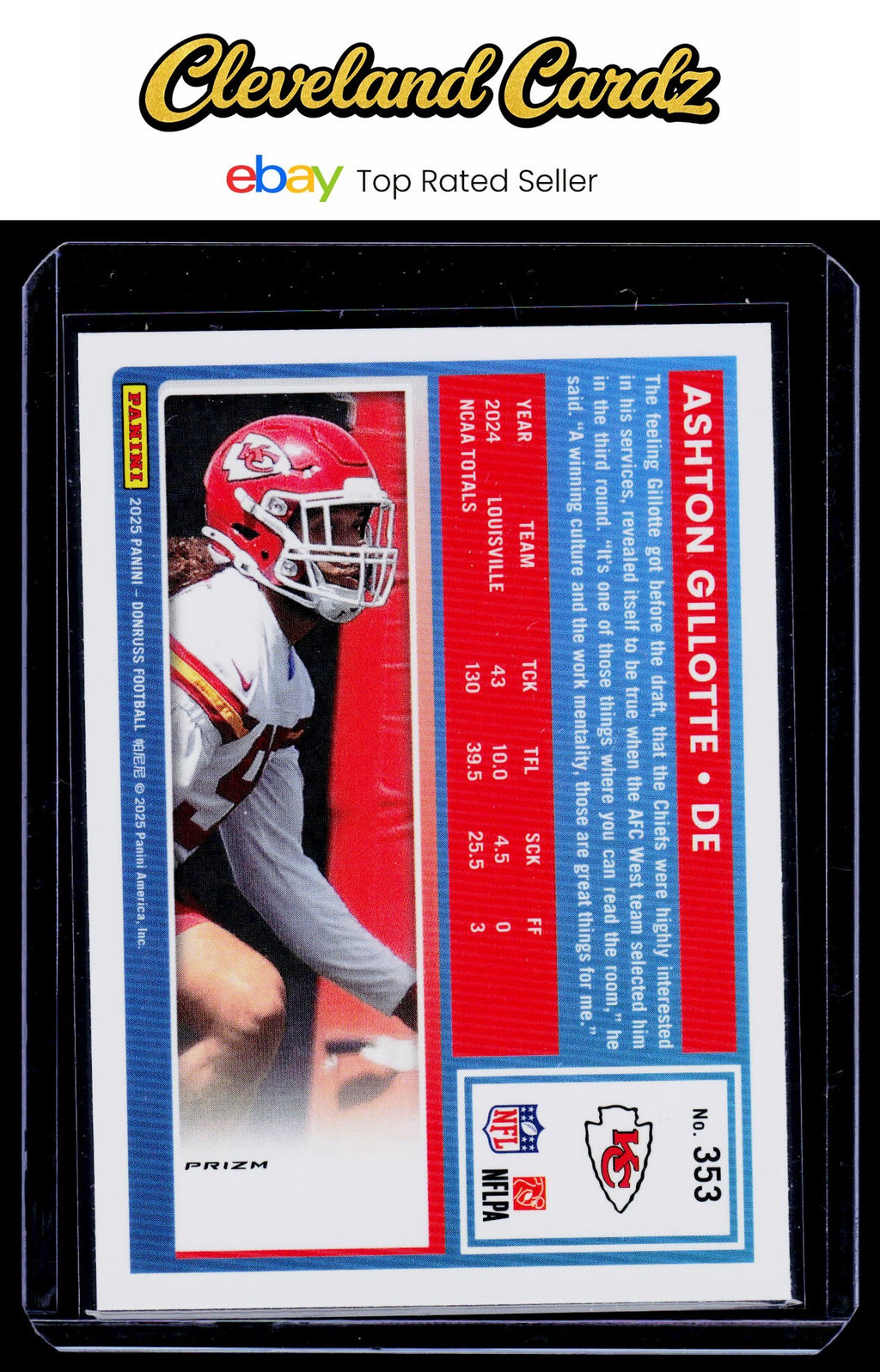 2025 Donruss #353 Ashton Gillotte Pink Prizm Rated Rookie
