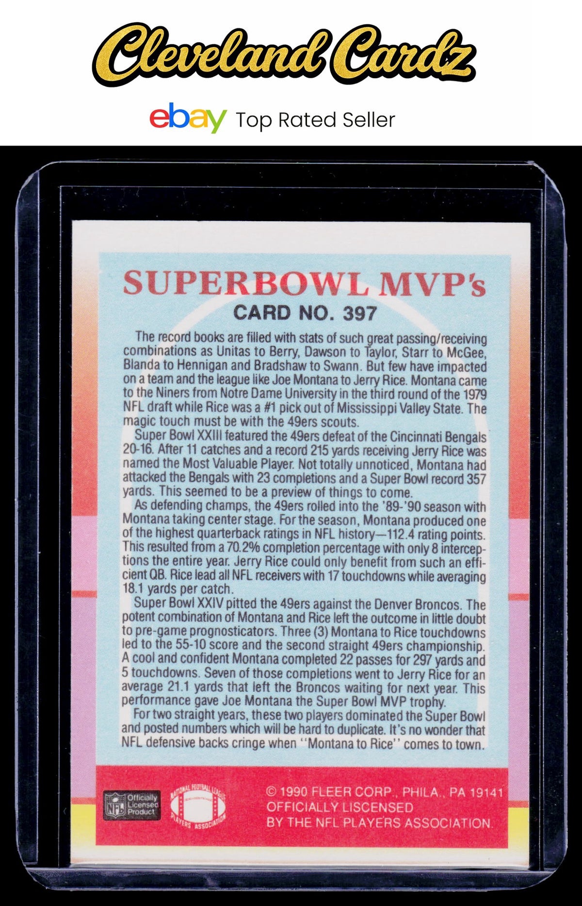 1990 Fleer #397 Superbowl MVP's (Jerry Rice / Joe Montana)
