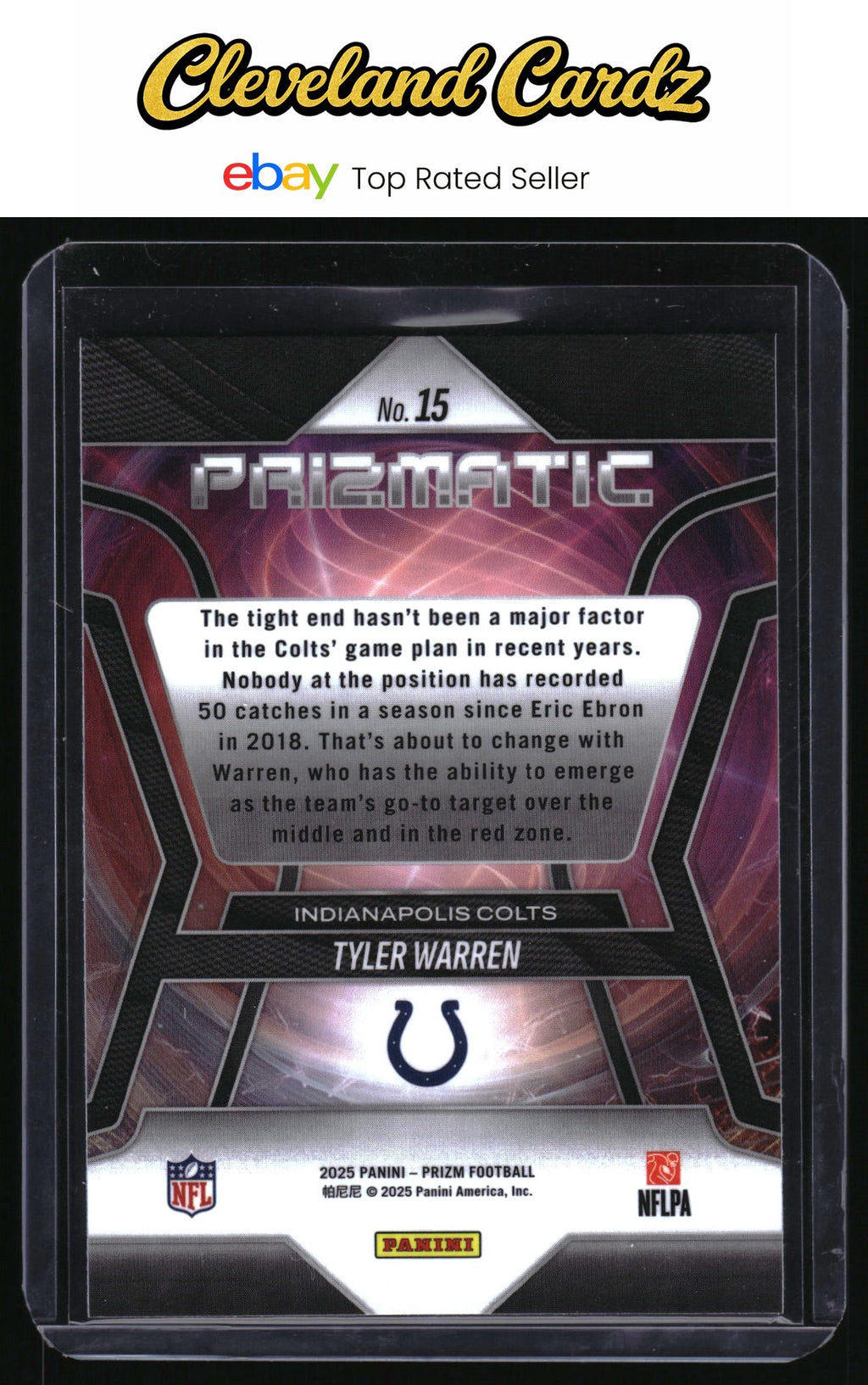 2025 Panini Prizm #15 Tyler Warren Prizmatic RC