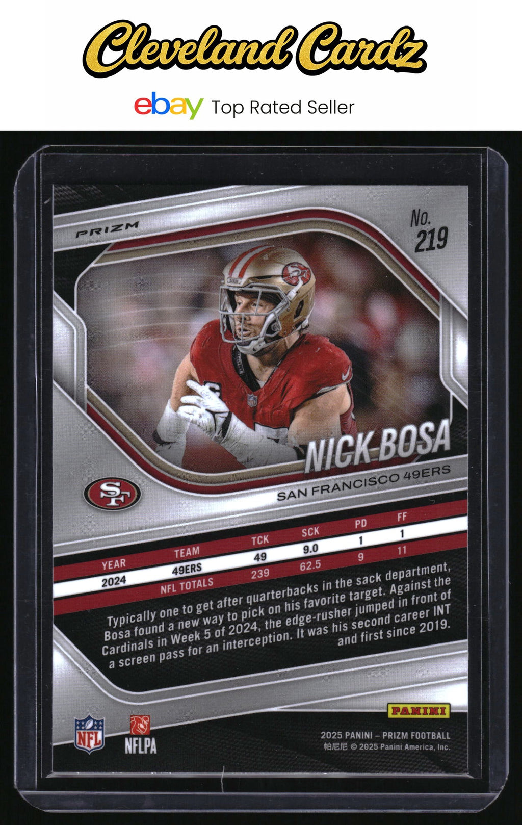 2025 Panini Prizm #219 Nick Bosa Lazer