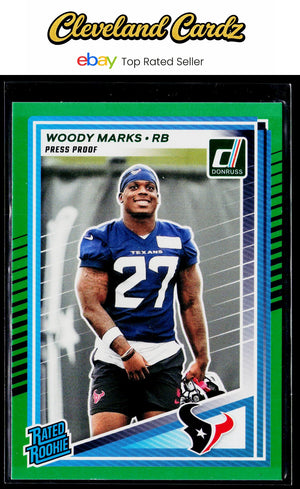 2025 Donruss #377 Woody Marks Press Proofs Green Rated Rookie