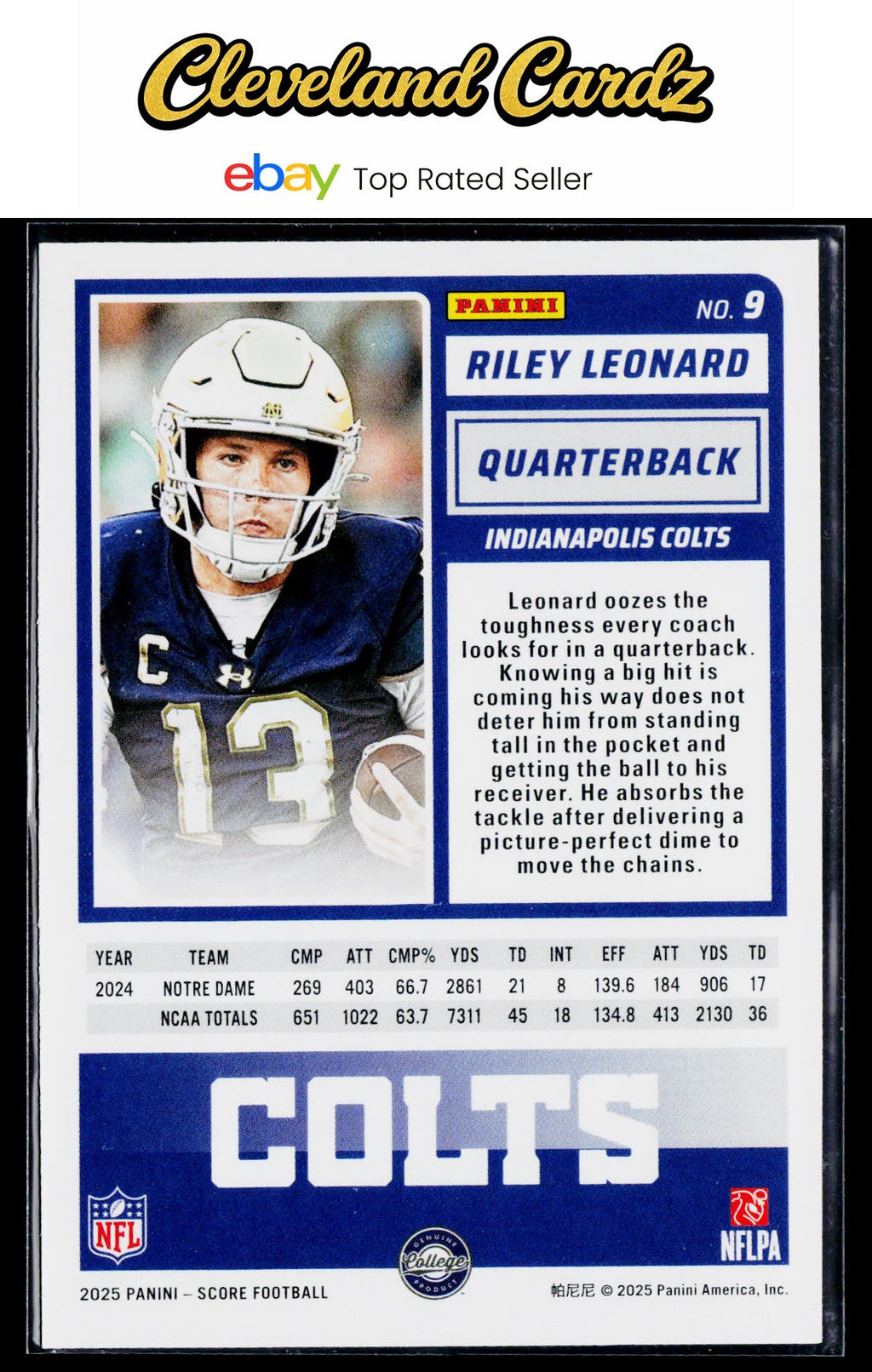2025 Score #9 Riley Leonard RC