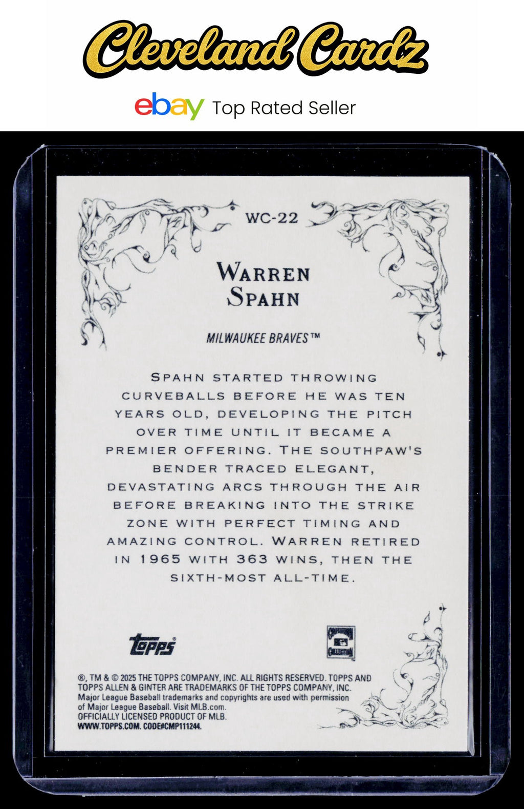2025 Topps Allen & Ginter X #WC-22 Warren Spahn Wicked Curves