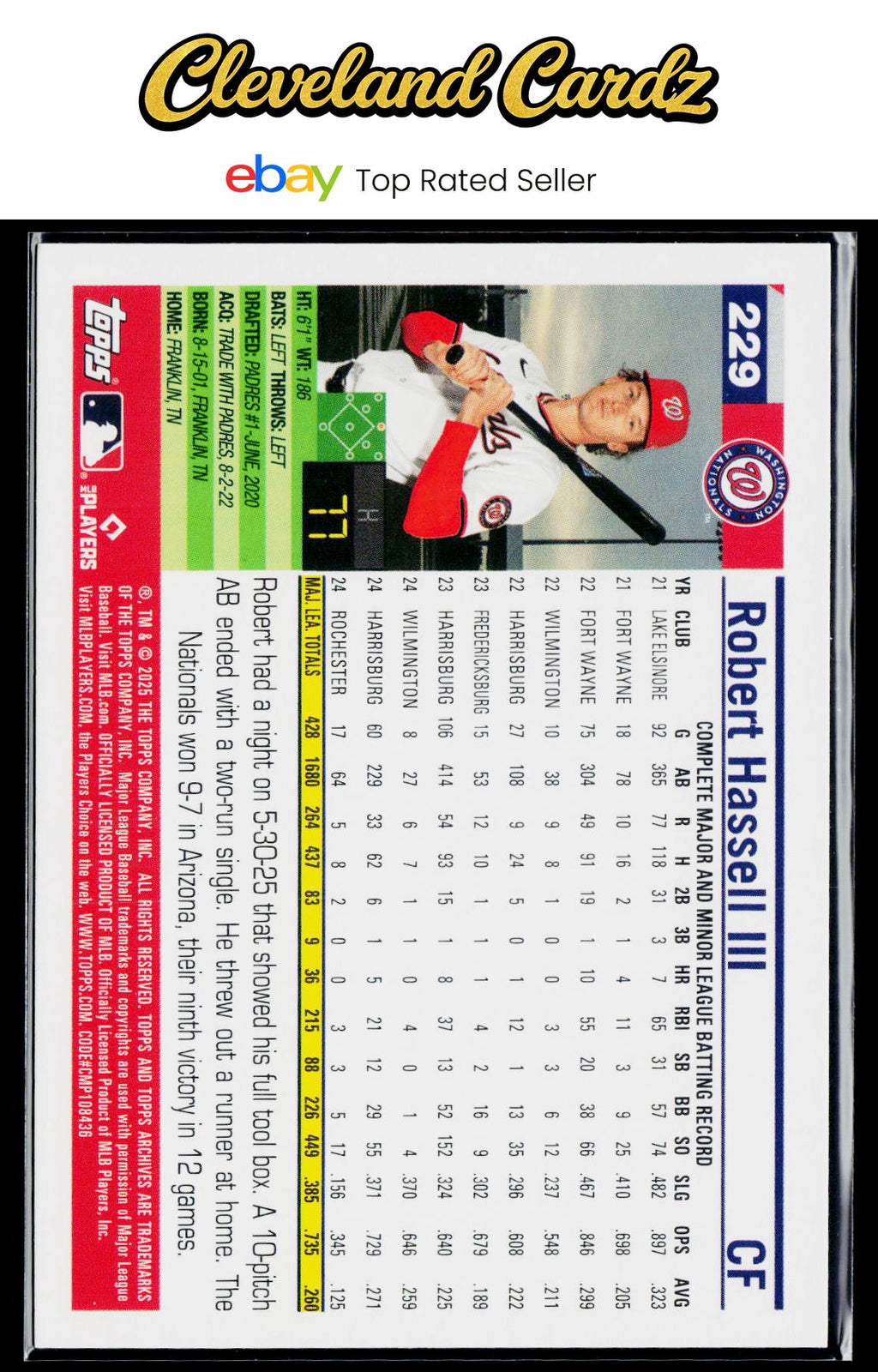 2025 Topps Archives #229 Robert Hassell III RC