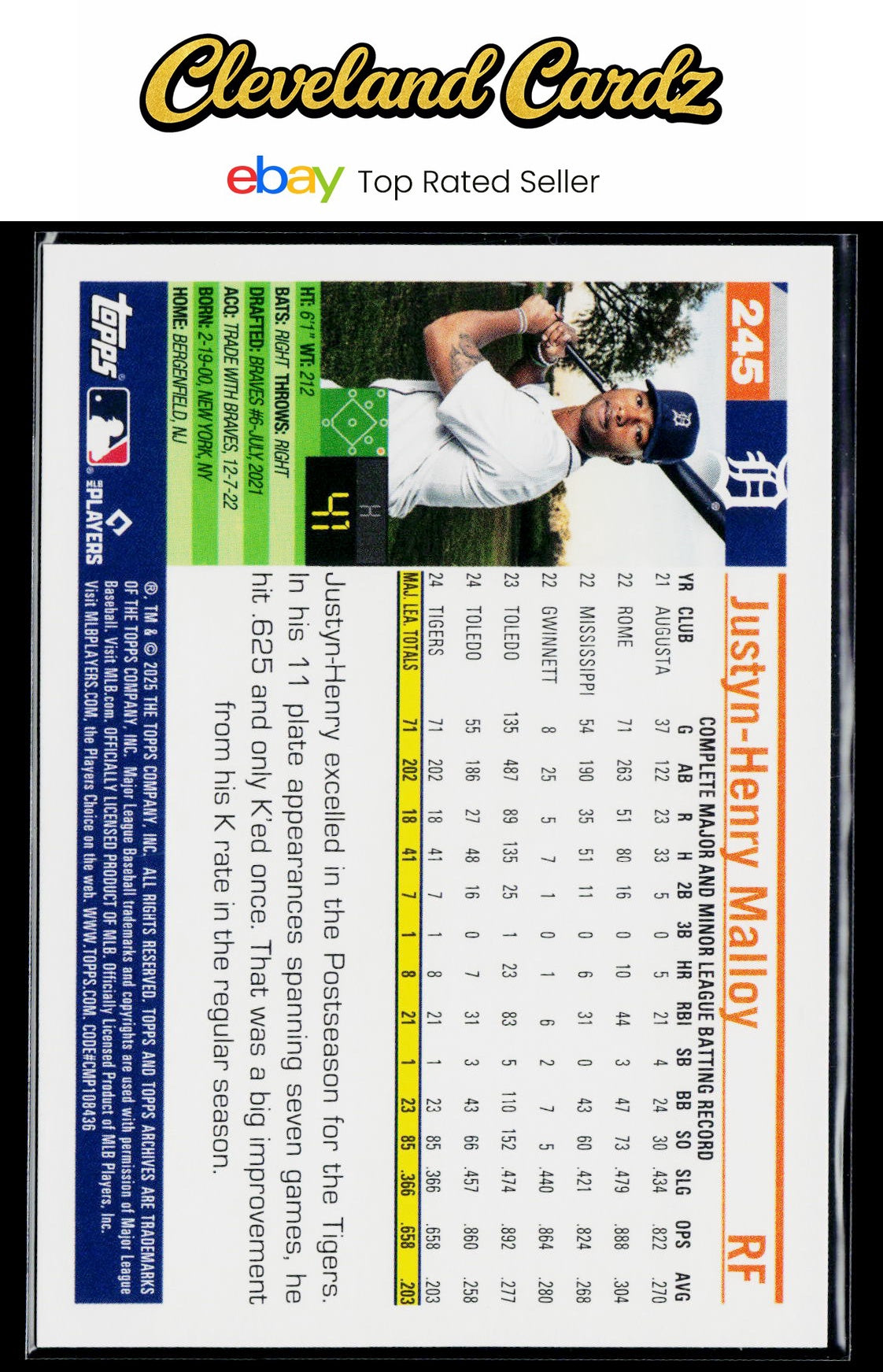 2025 Topps Archives #245 Justyn-Henry Malloy RC
