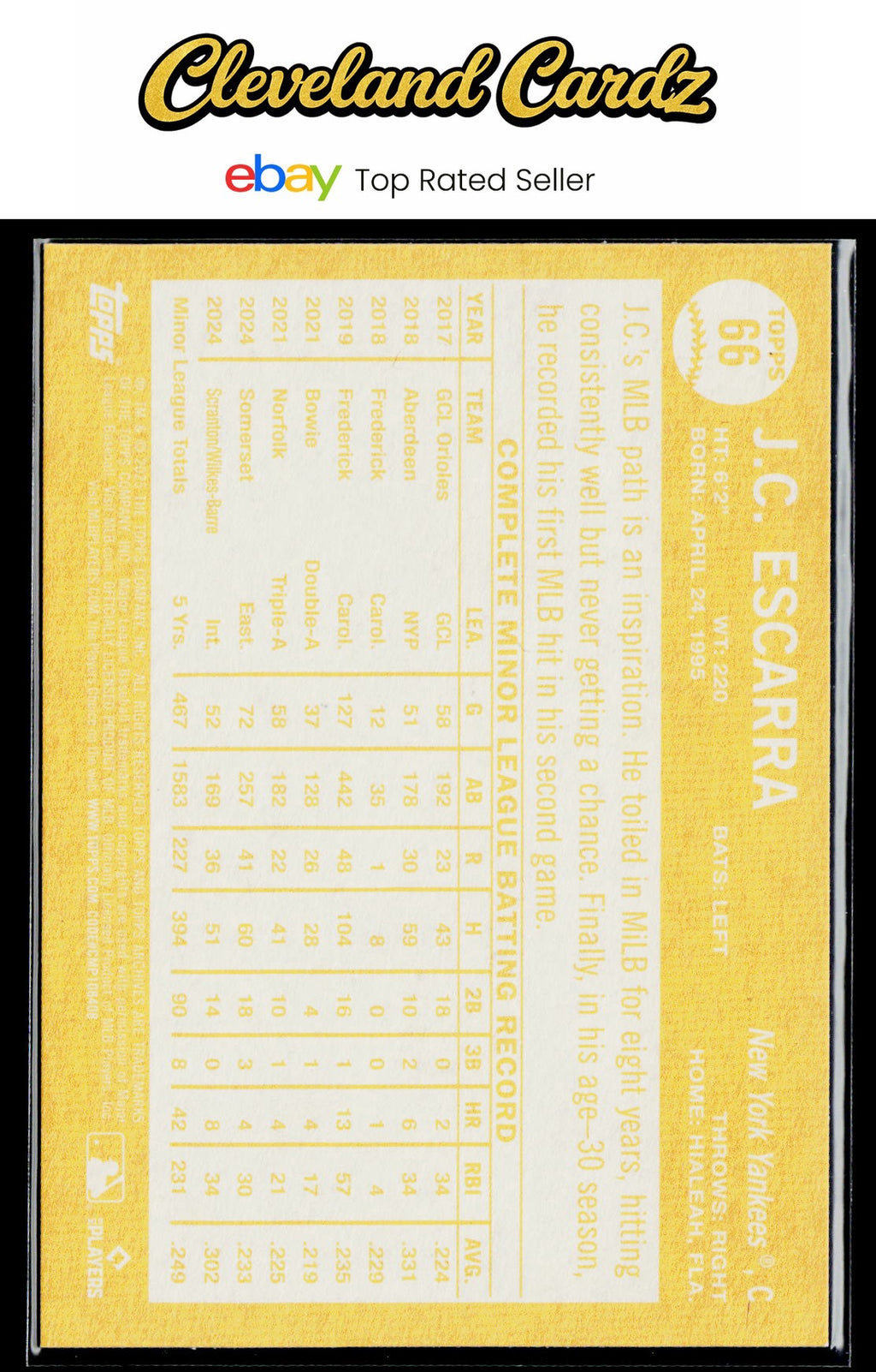 2025 Topps Archives #66 J.C. Escarra RC