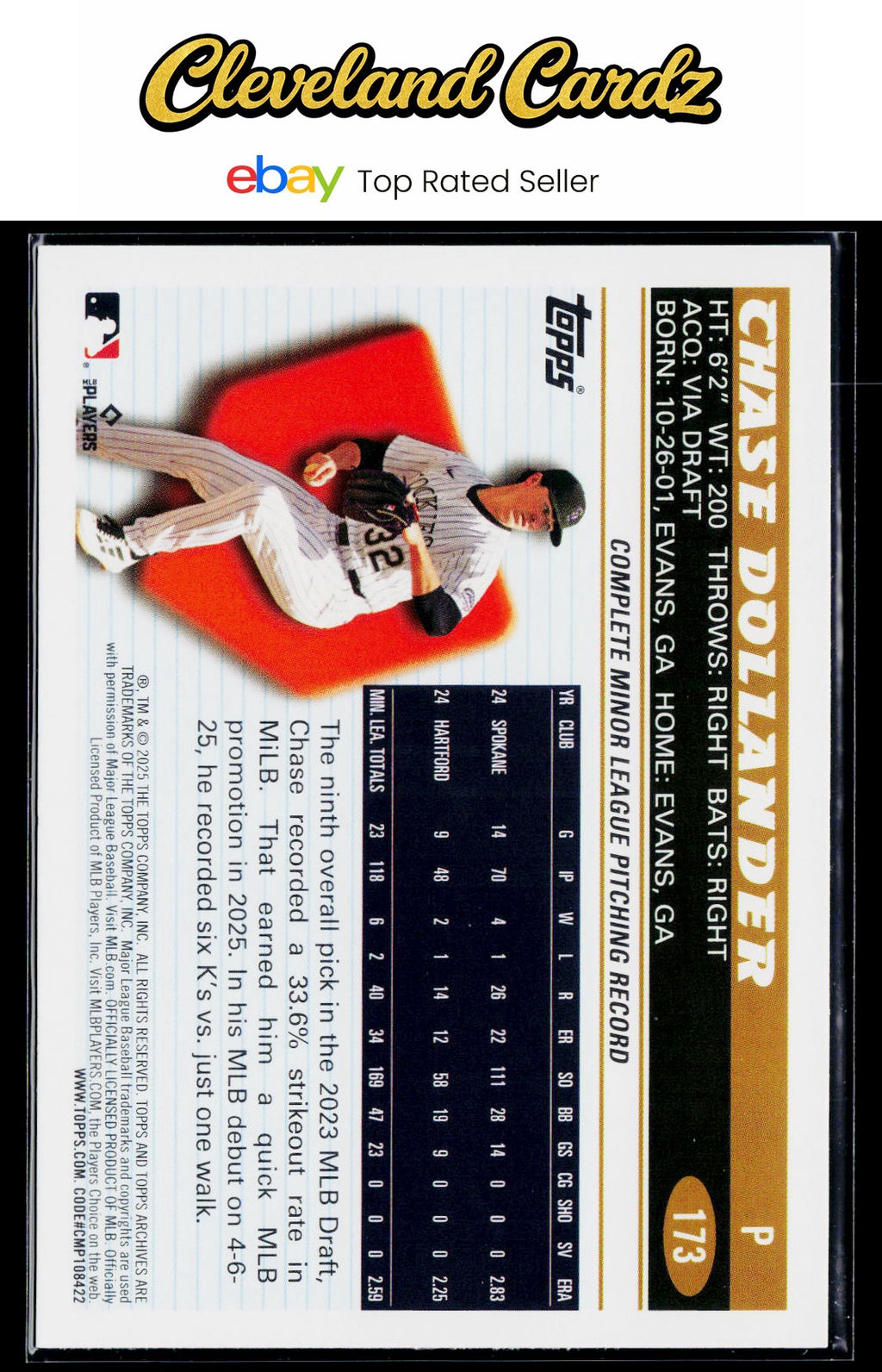 2025 Topps Archives #173 Chase Dollander RC