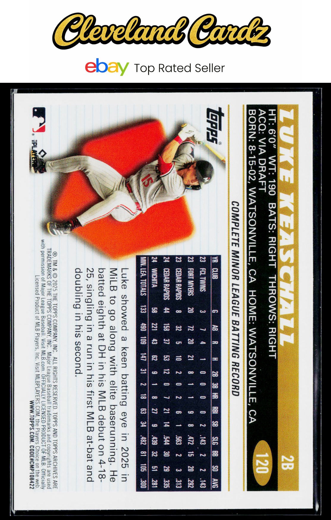 2025 Topps Archives #120 Luke Keaschall RC