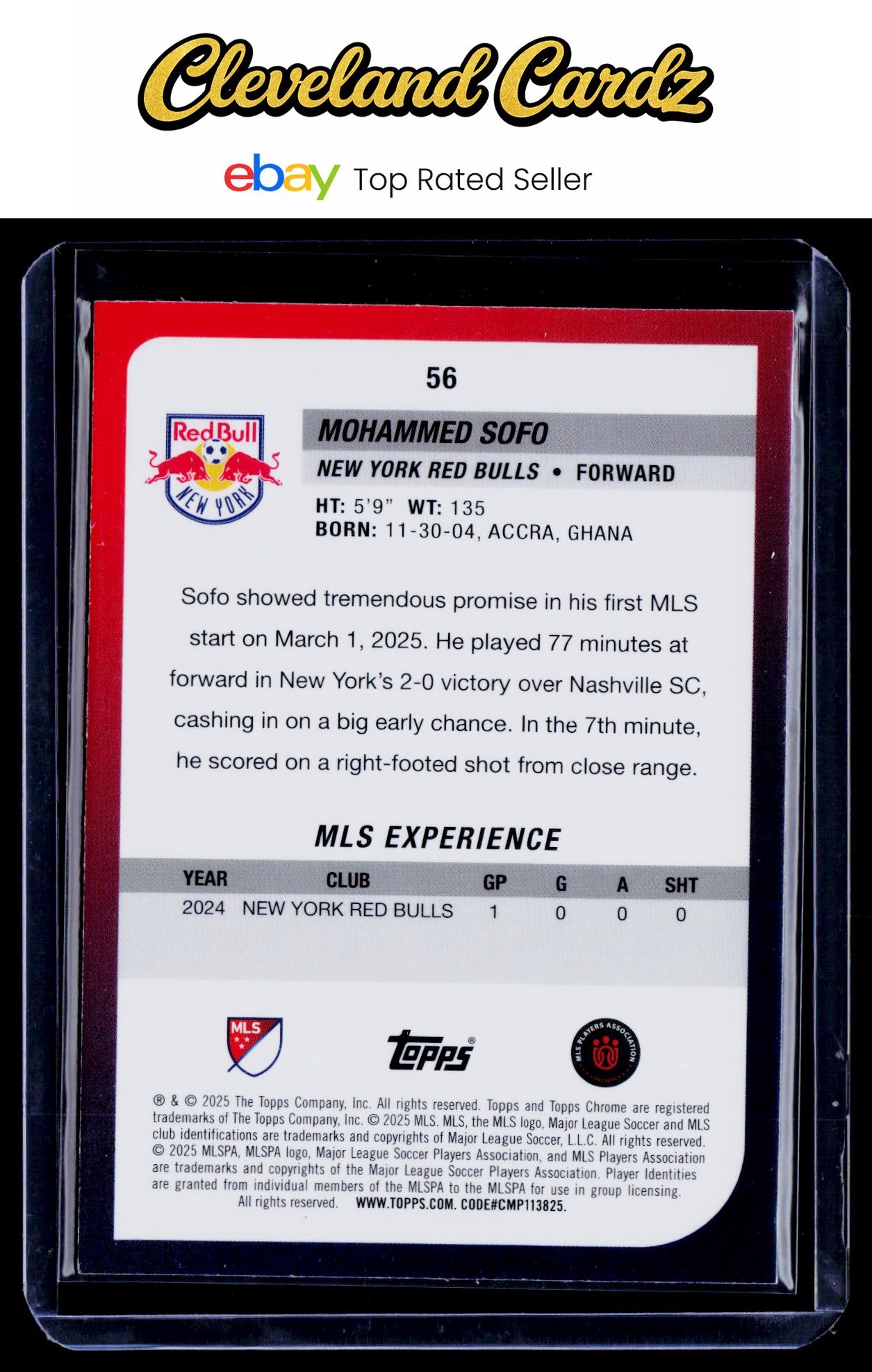 2025 Topps Chrome MLS #56 Mohammed Sofo Magenta Pulsar Refractor