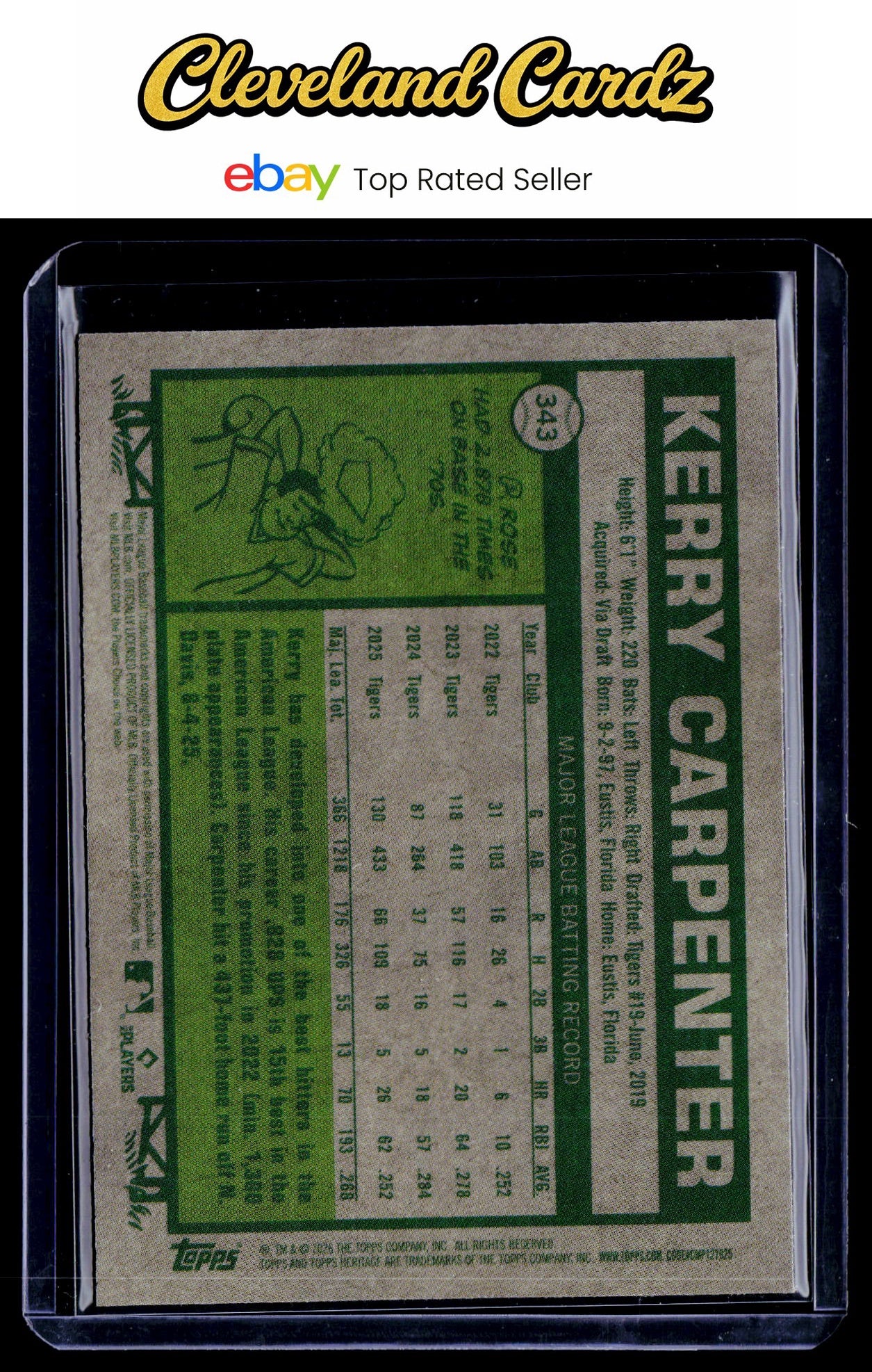 2026 Topps Heritage #343 Kerry Carpenter Chrome White Short Print