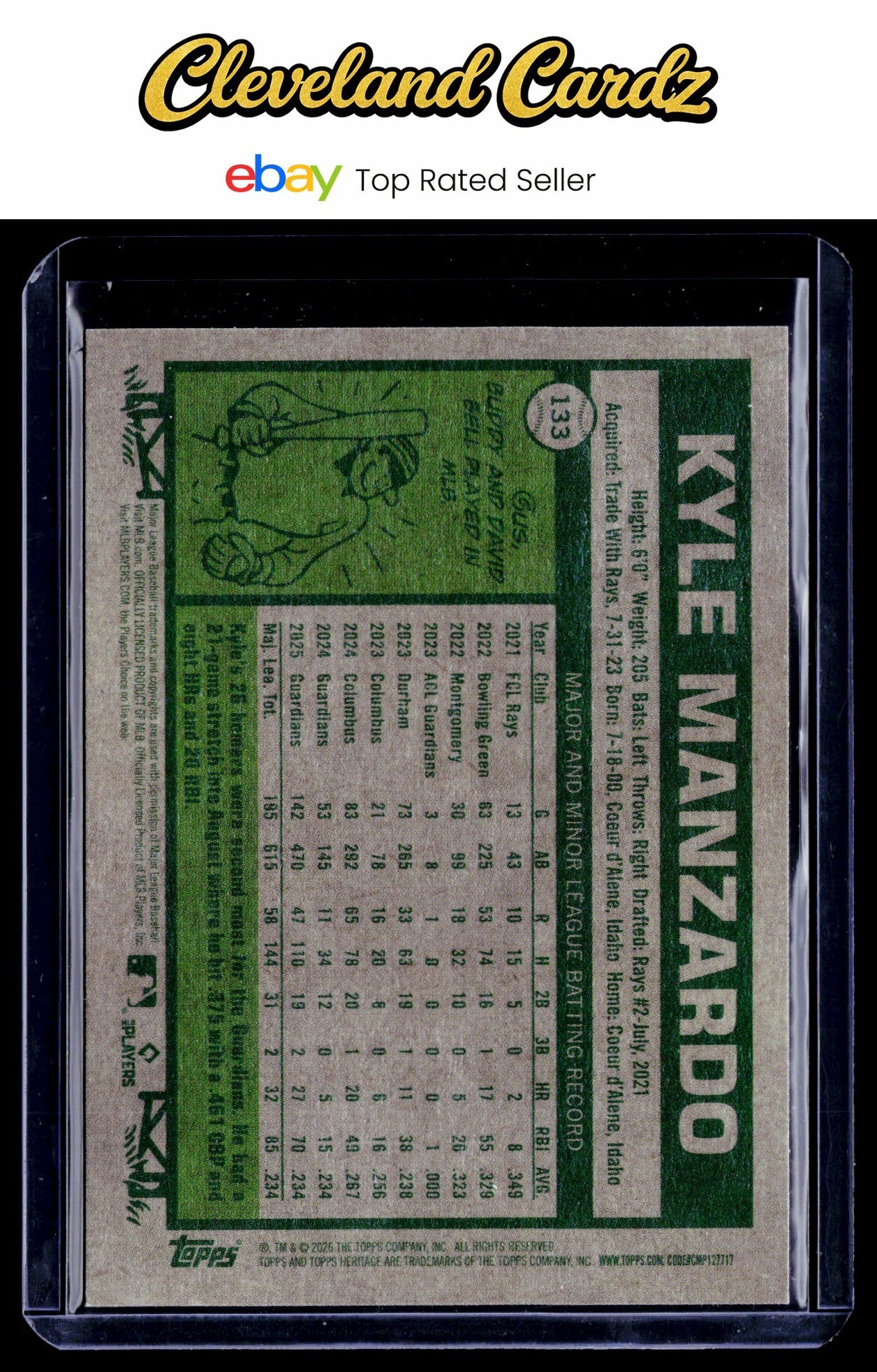2026 Topps Heritage #133 Kyle Manzardo Light Purple