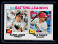 2026 Topps Heritage #1 2025 Batting Leaders (Aaron Judge / Trea Turner)
