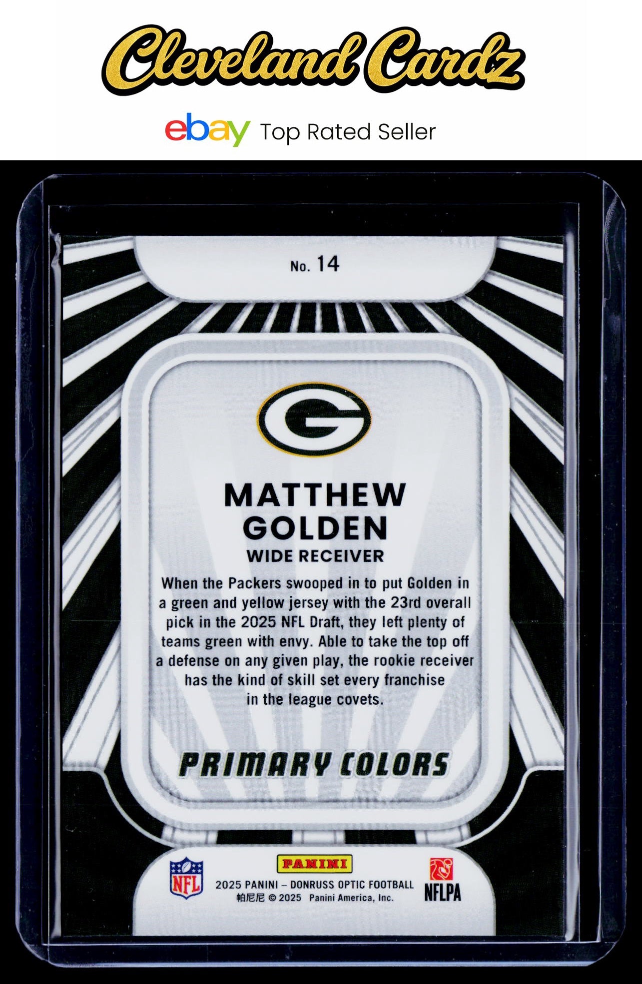 2025 Donruss Optic #14 Matthew Golden Rookie Primary Colors