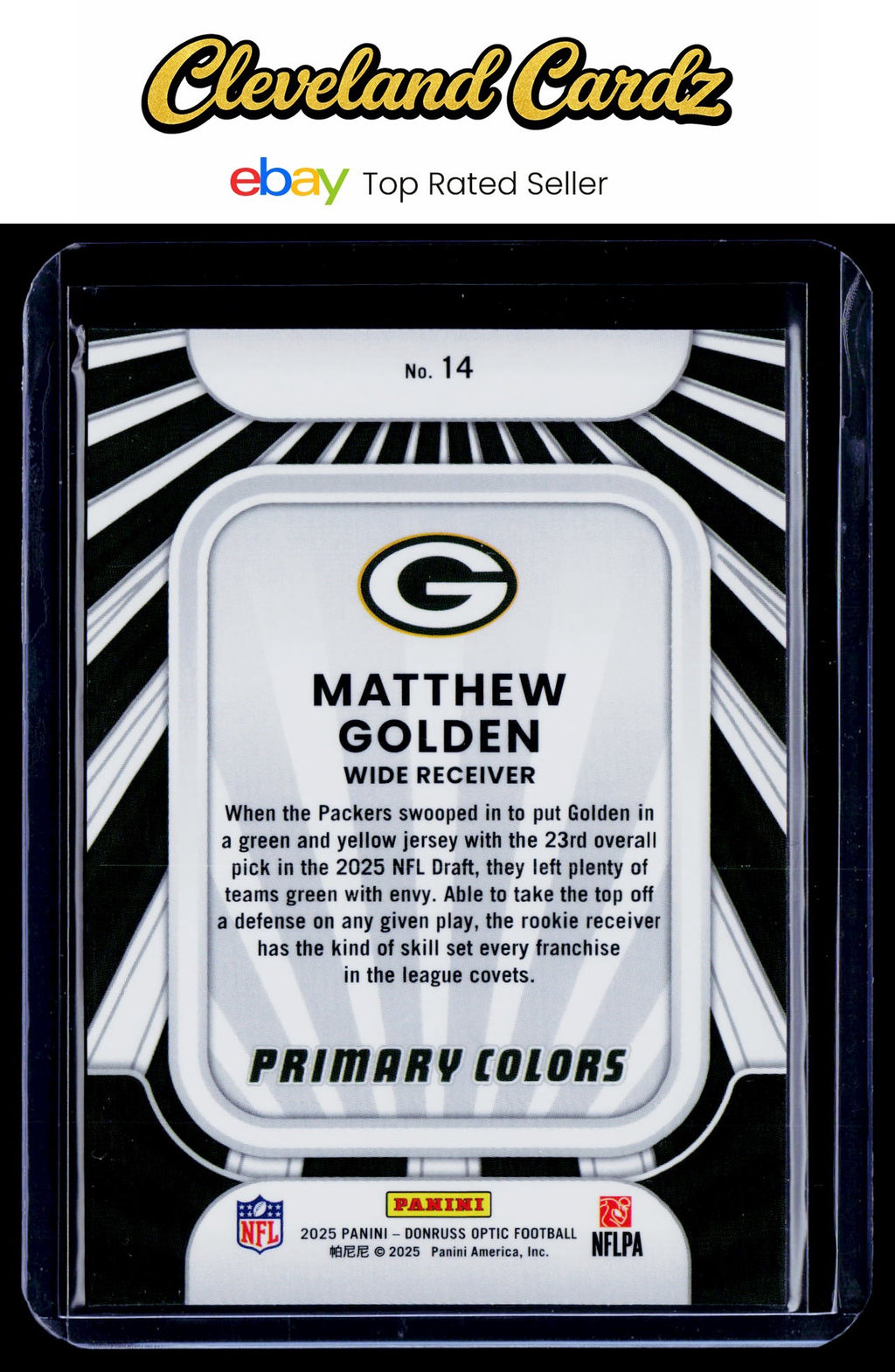 2025 Donruss Optic #14 Matthew Golden Rookie Primary Colors