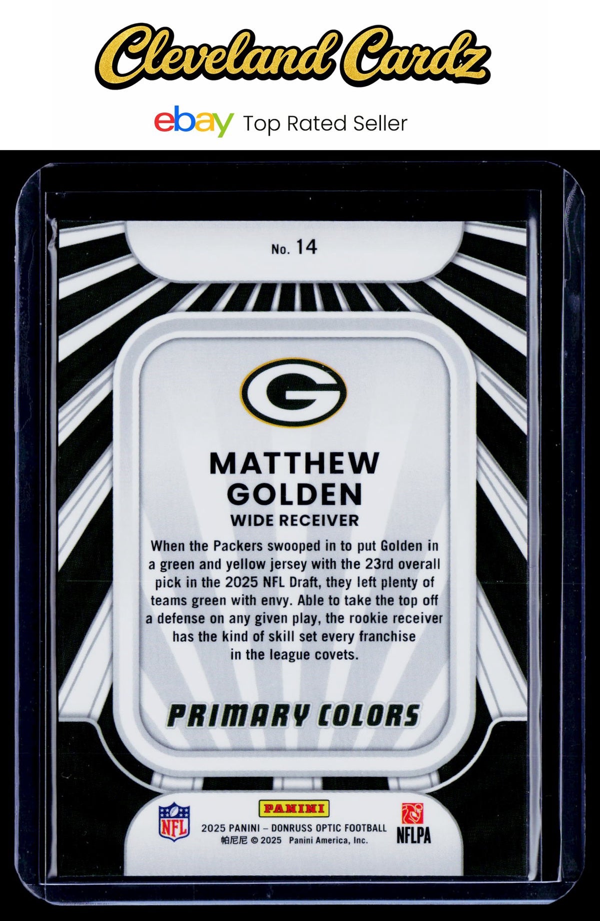 2025 Donruss Optic #14 Matthew Golden Rookie Primary Colors