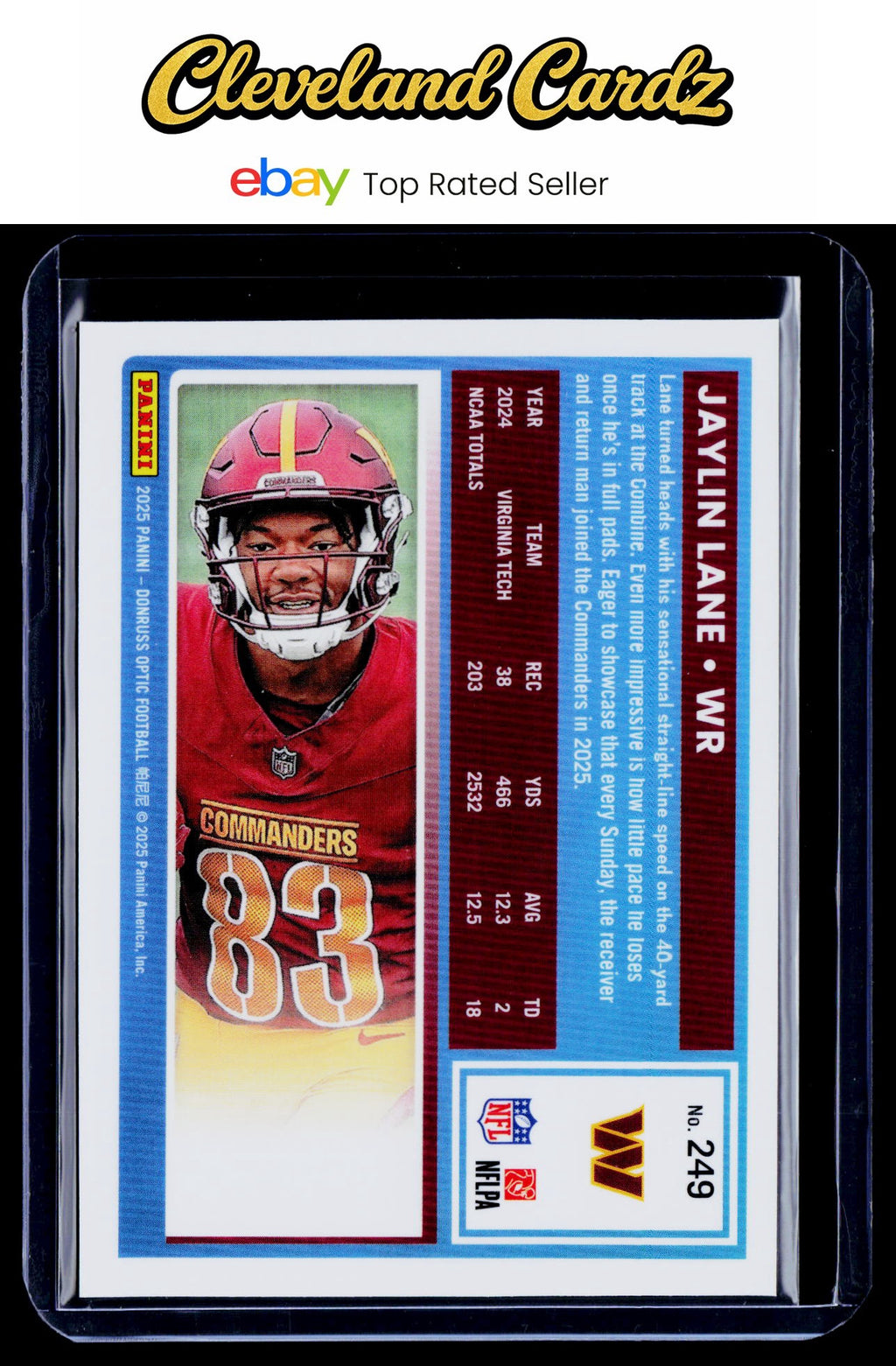 2025 Donruss Optic #249 Jaylin Lane Rated Rookie