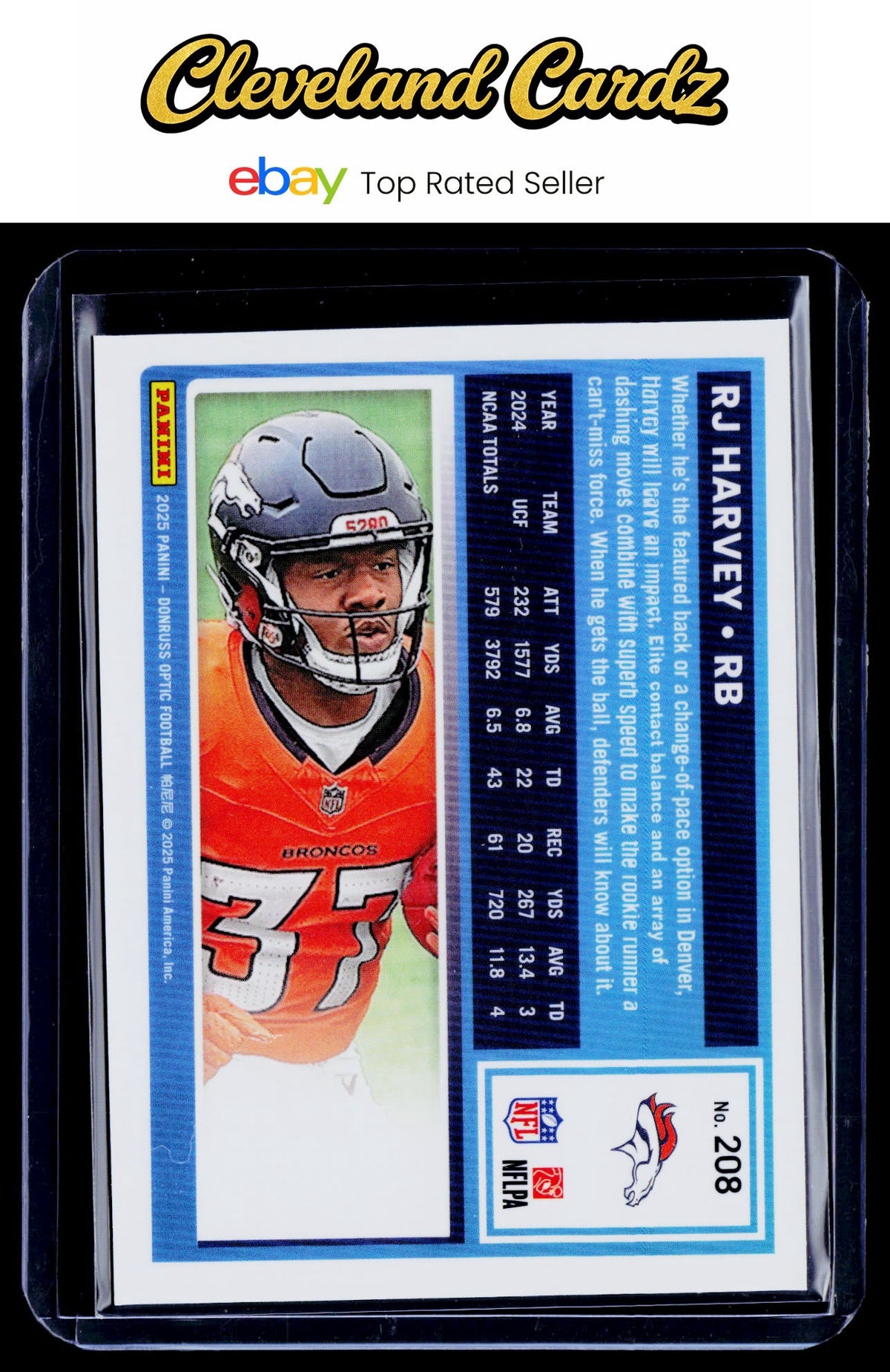 2025 Donruss Optic #208 RJ Harvey Rated Rookie