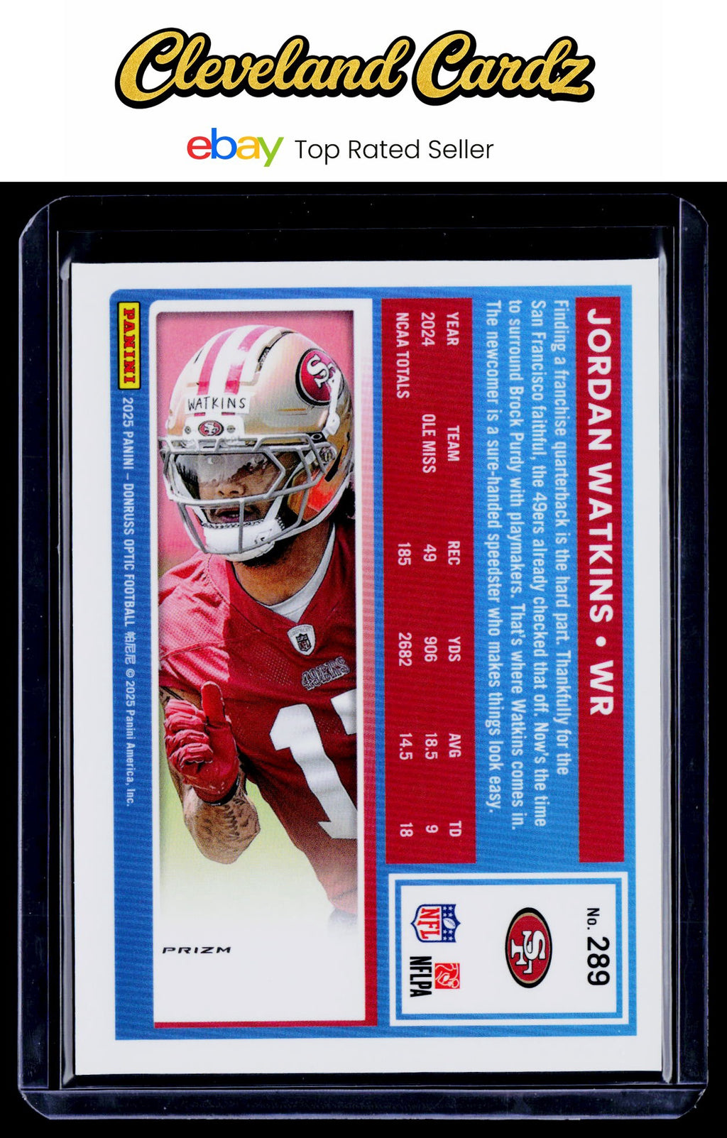2025 Donruss Optic #289 Jordan Watkins Silver Prizm Rated Rookie