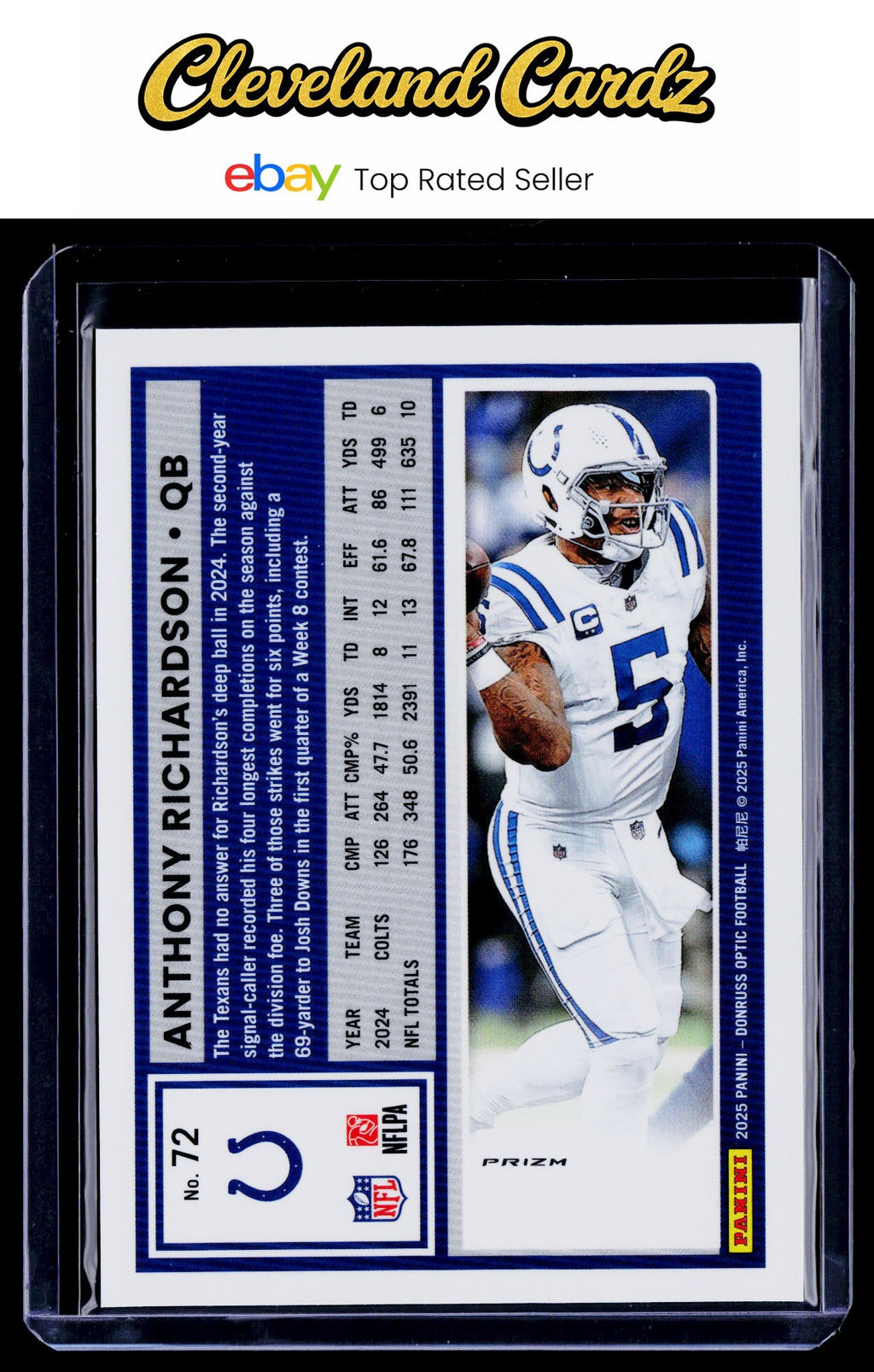 2025 Donruss Optic #72 Anthony Richardson Stars Prizm