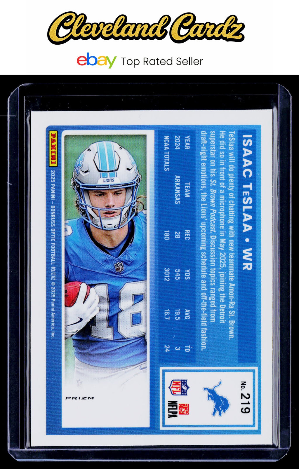 2025 Donruss Optic #219 Isaac TeSlaa Stars Prizm Rated Rookie
