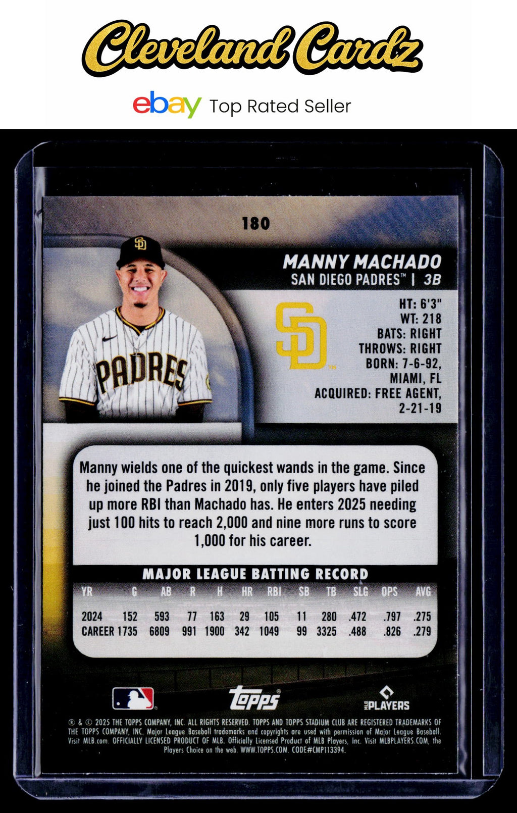 2025 Stadium Club #180 Manny Machado Sepia