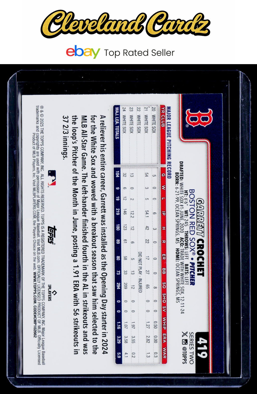2025 Topps #419 Garrett Crochet Holo Foil