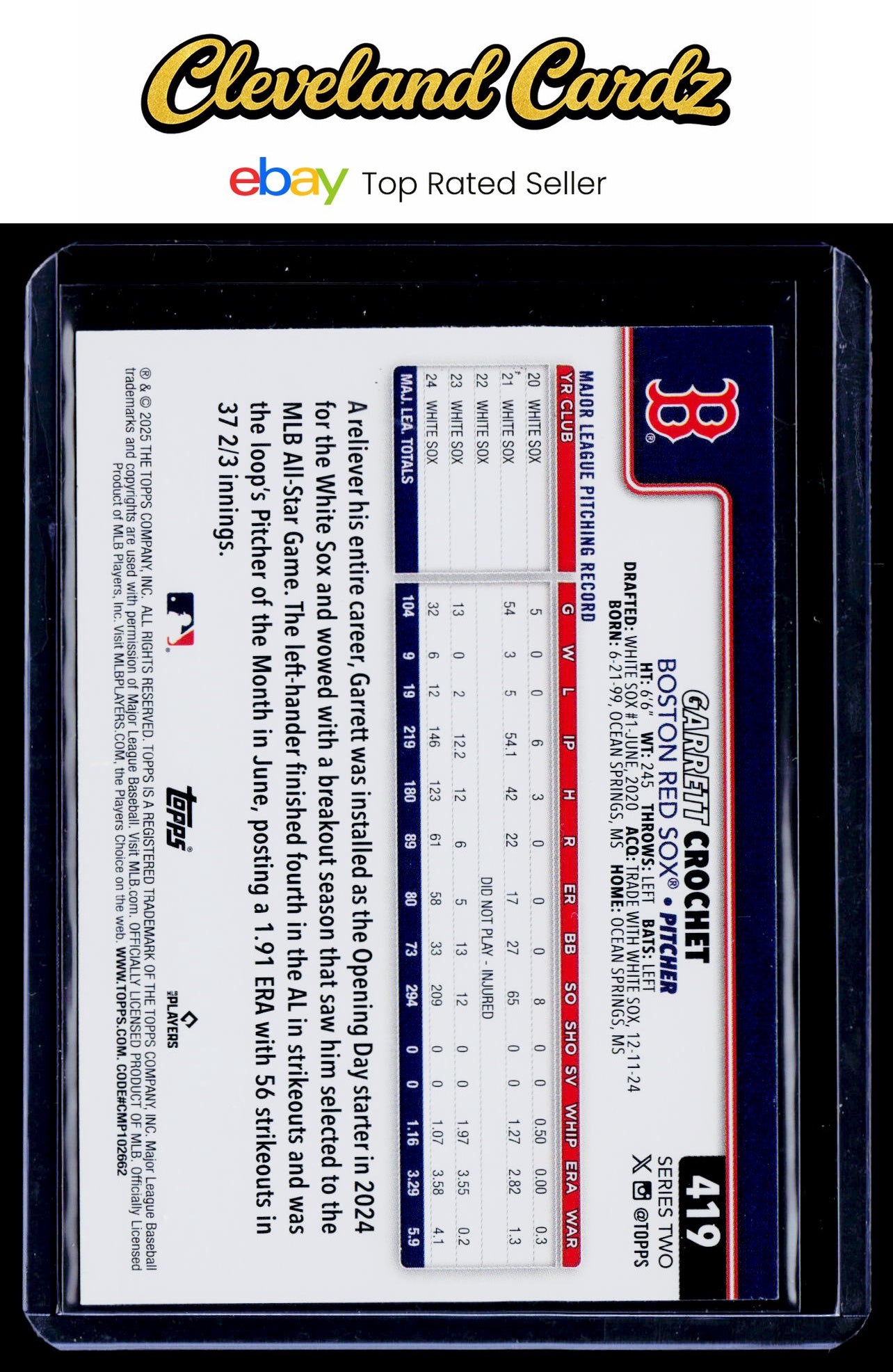 2025 Topps #419 Garrett Crochet Holo Foil