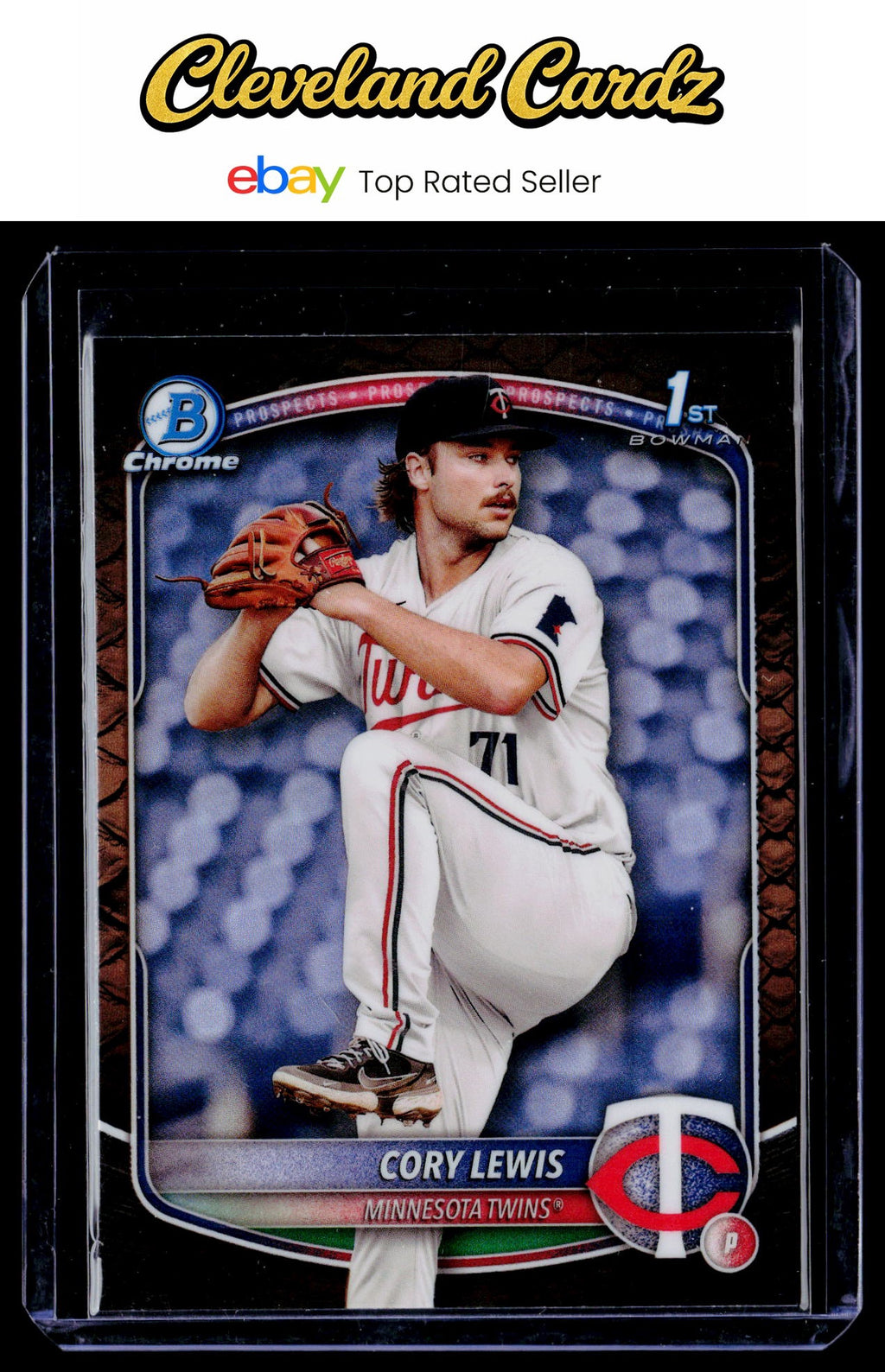 2025 Bowman #BCP-128 Cory Lewis Chrome Prospects Reptilian Refractor