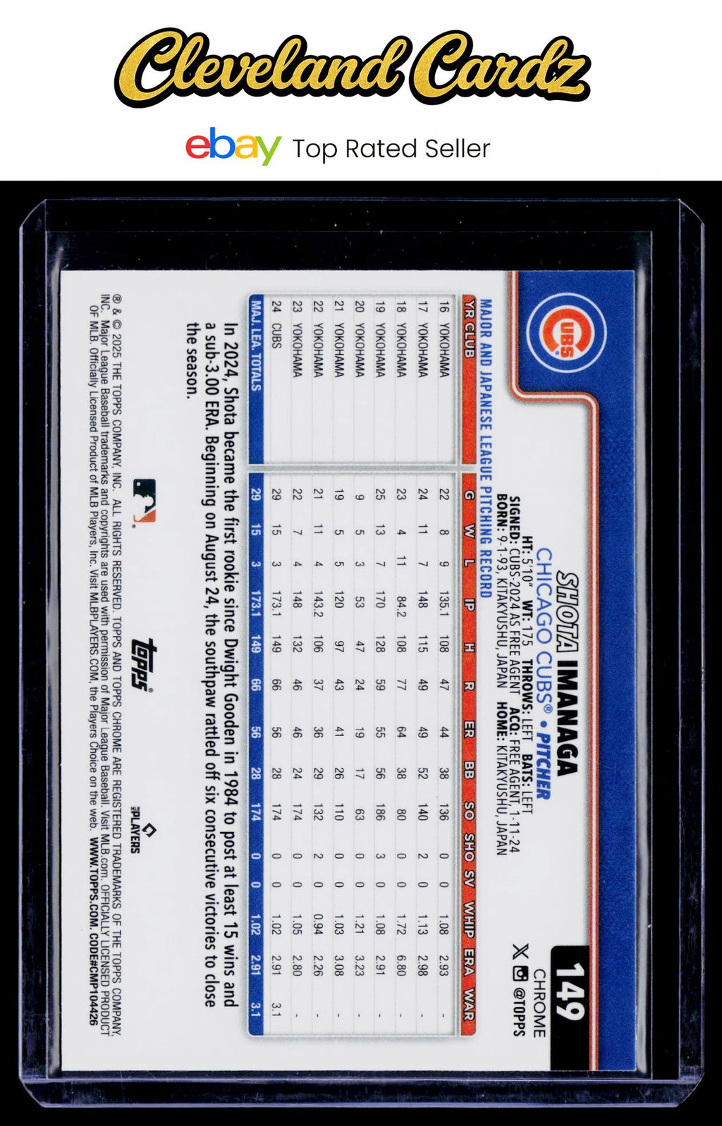 2025 Topps Chrome #149 Shota Imanaga