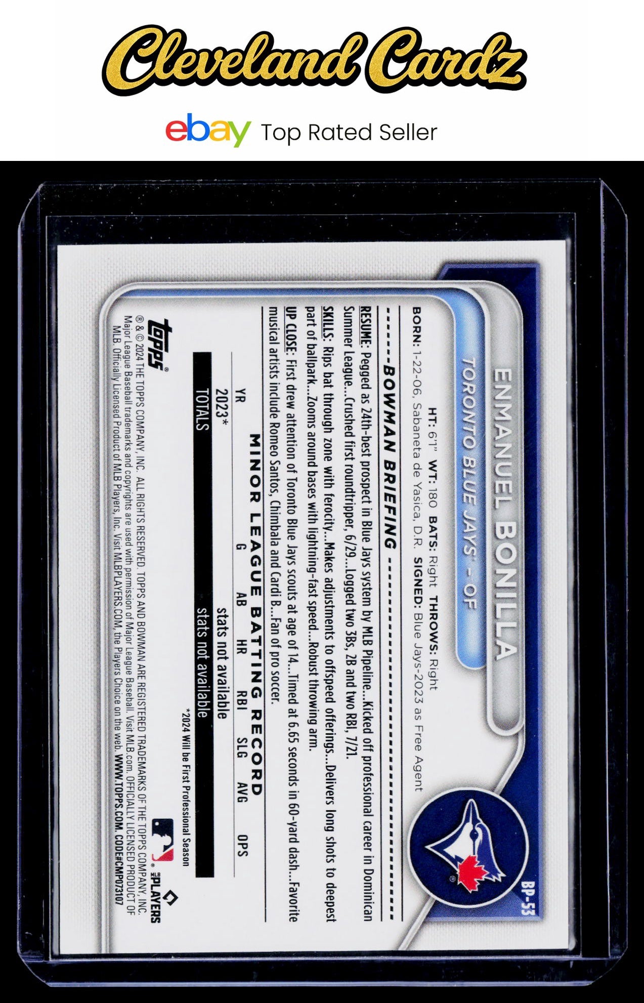 2024 Bowman #BP-53 Enmanuel Bonilla Prospects Pink #/175