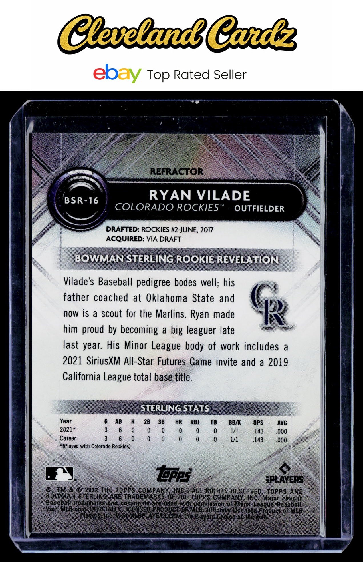 2022 Bowman Sterling #BSR-16 Ryan Vilade Refractor #/199