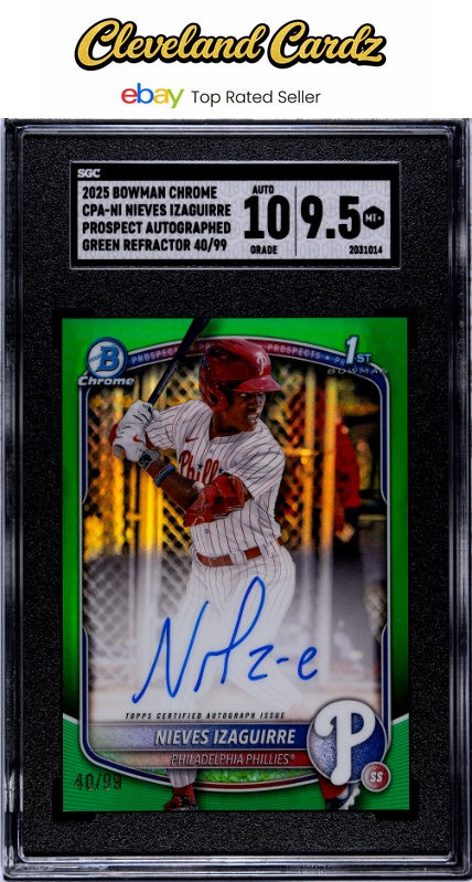 2025 Bowman Chrome #CPA-NI Nieves Izaguirre Auto Green Refractor /99 SGC 9.5