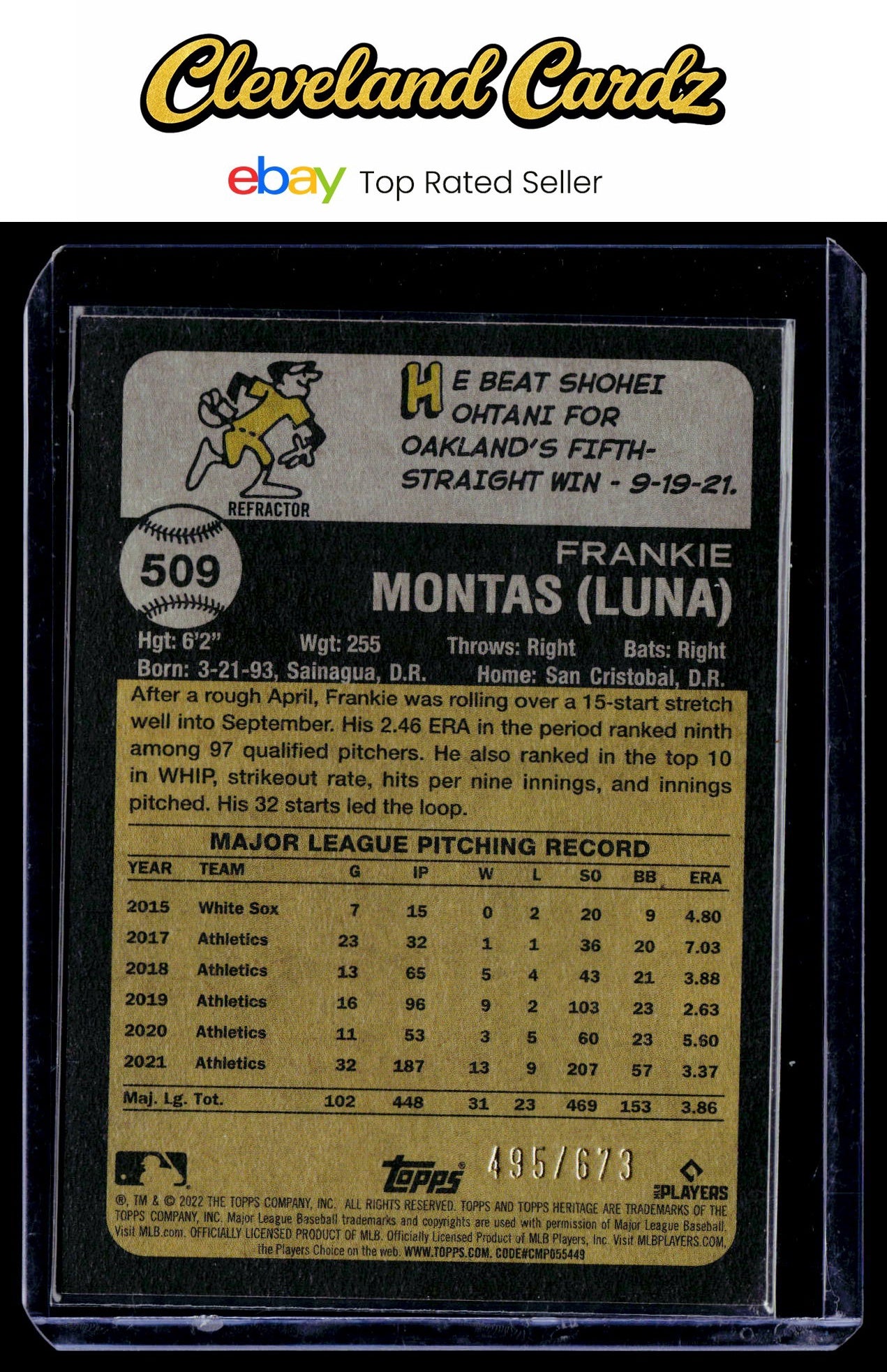 2022 Topps Heritage #509 Frankie Montas Chrome Refractor #/673