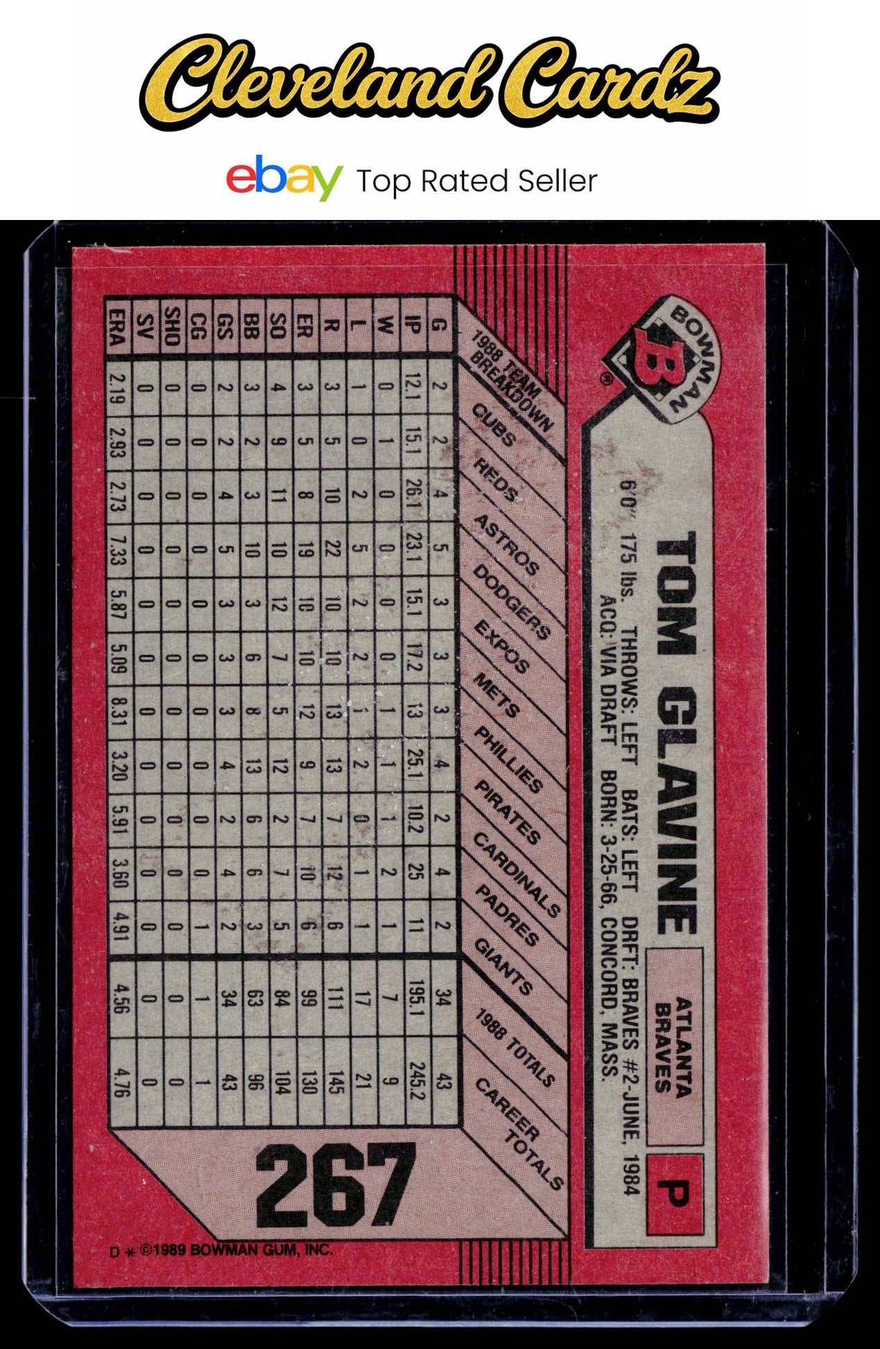 1989 Bowman #267 Tom Glavine