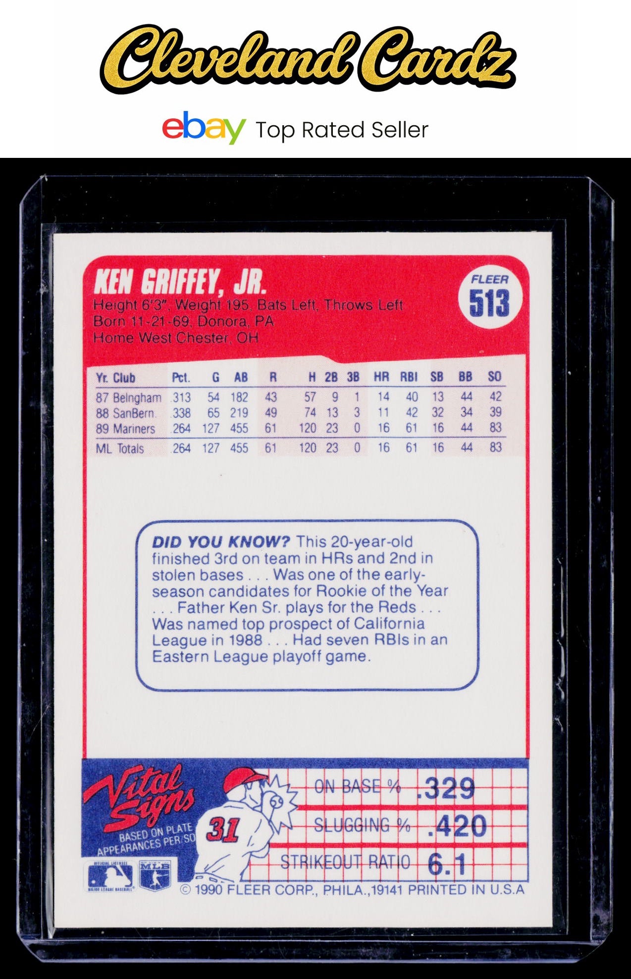 1990 Fleer Canadian #513 Ken Griffey, Jr.