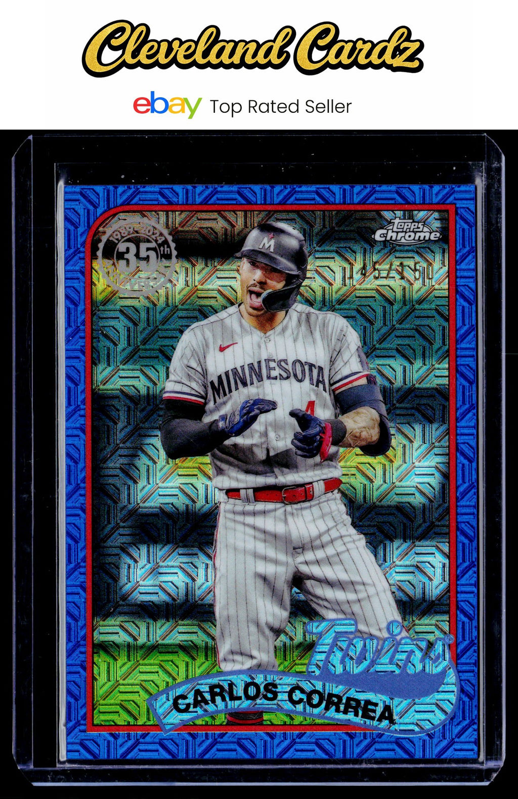 2024 Topps #2T89C-93 Carlos Correa 1989 Topps 35th Anniv. Chrome Blue Mojo #/150