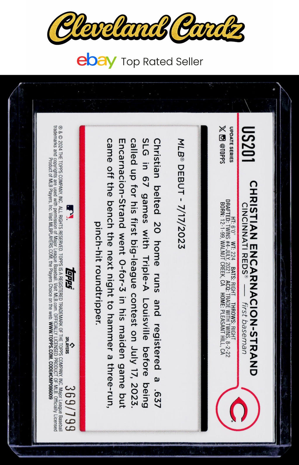 2024 Topps Update #US201 Christian Encarnacion-Strand Purple Holofoil #/799