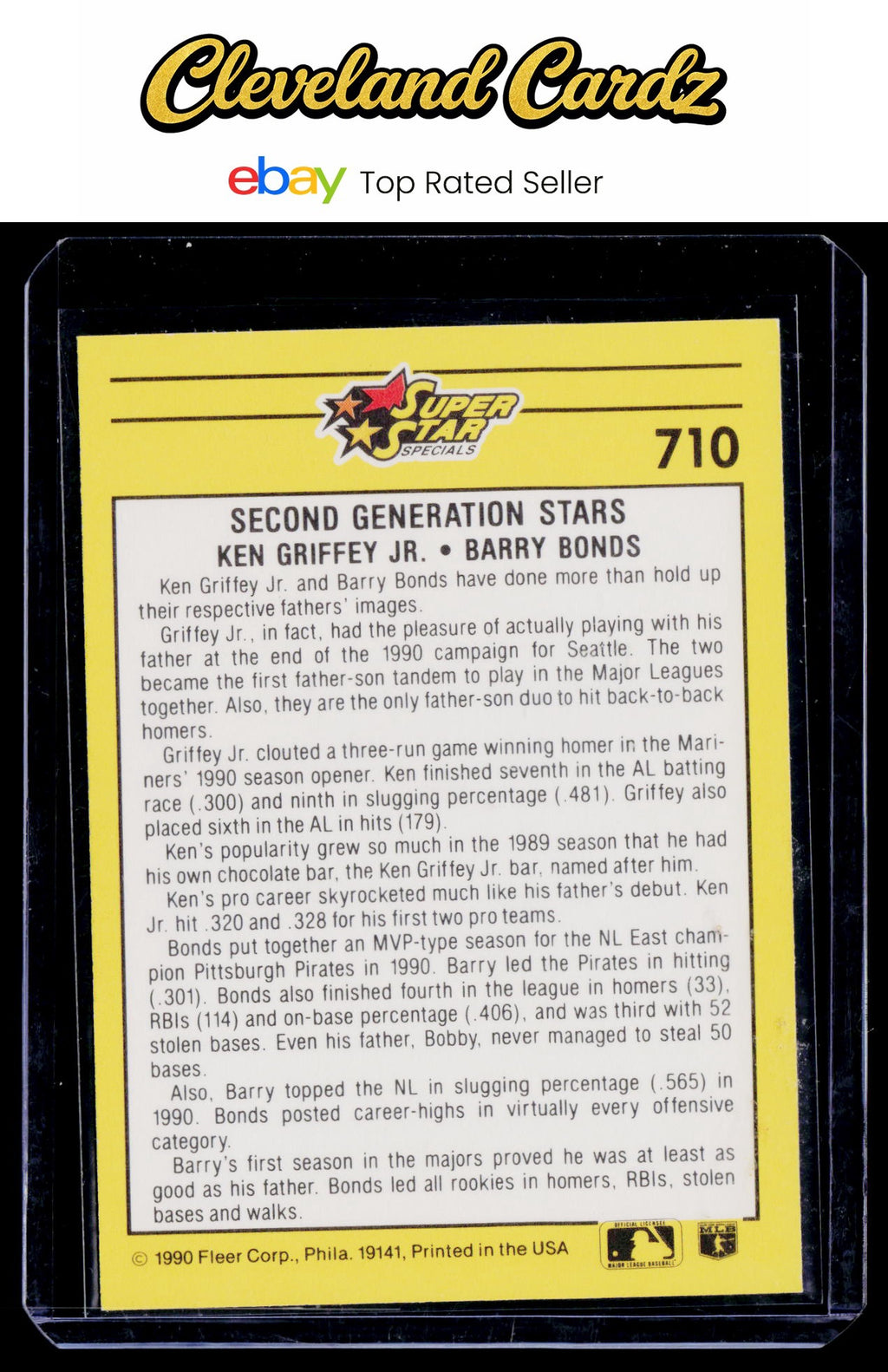 1991 Fleer #710 Second Generation Stars (Ken Griffey, Jr / Barry Bonds)
