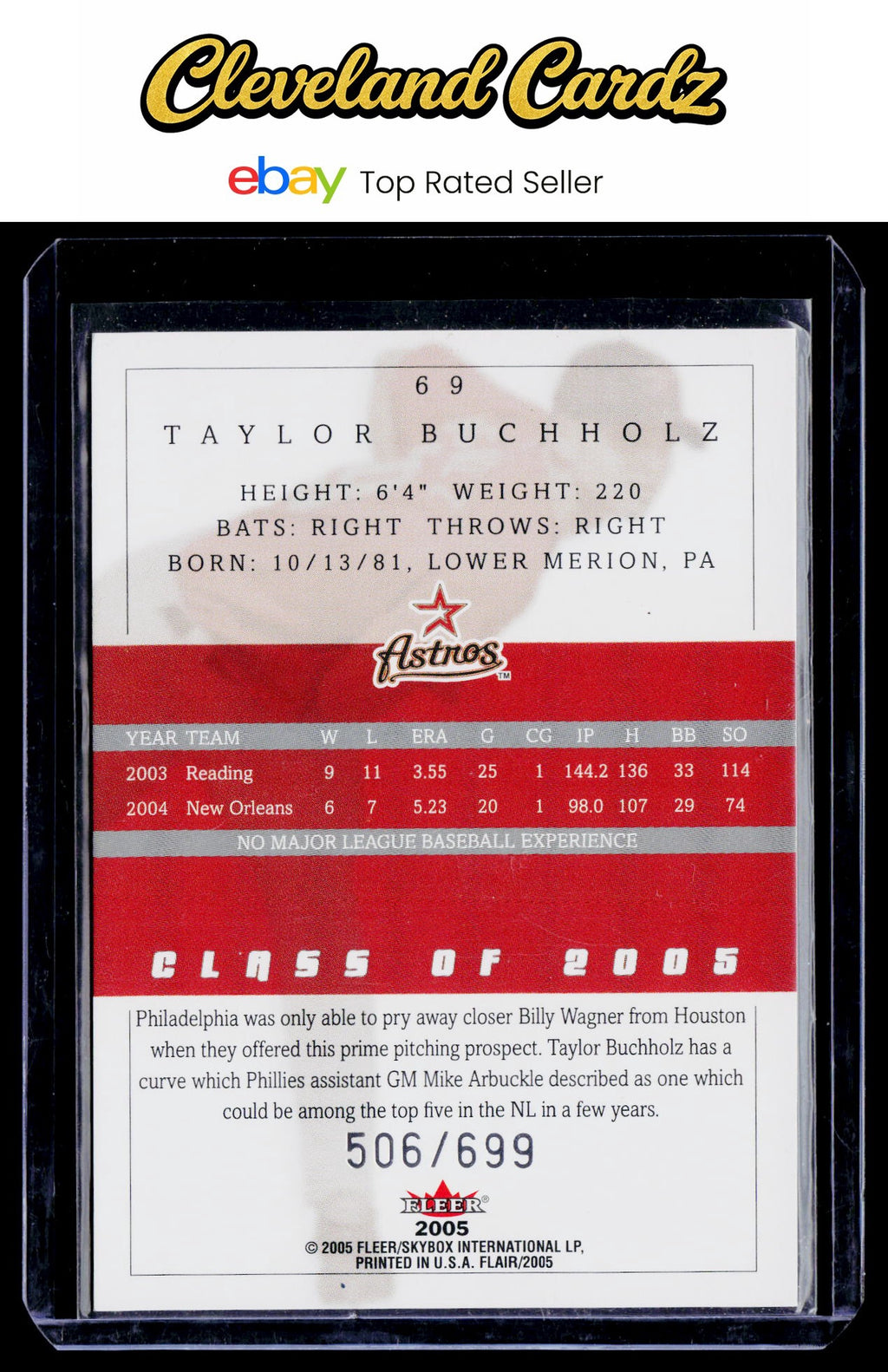 2005 Flair #69 Taylor Buchholz #/699