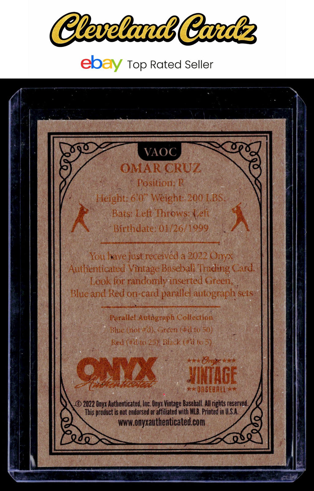 2022 Onyx Vintage Extended #VAOC Omar Cruz Blue Signatures