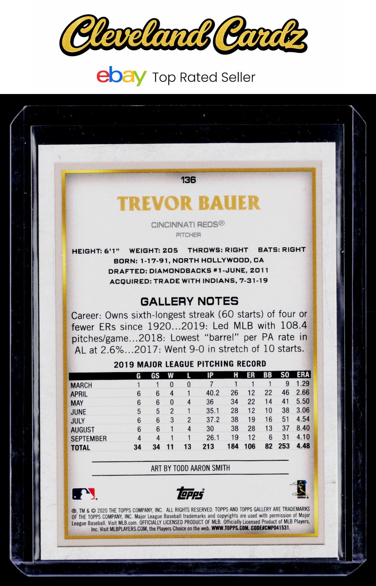 2020 Topps Gallery #136 Trevor Bauer Rainbow Foil