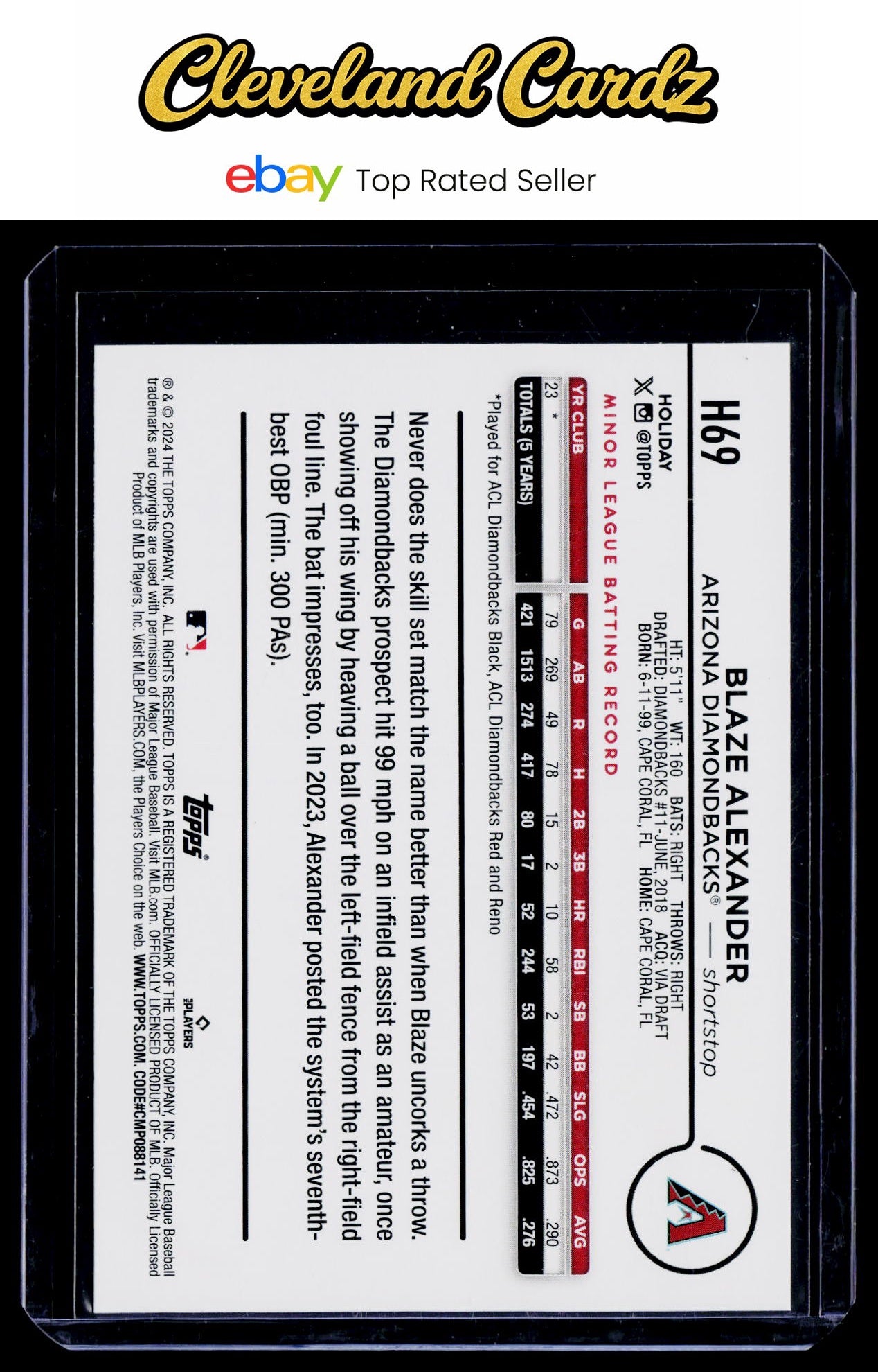 2024 Topps Holiday #H69 Blaze Alexander Holiday Tree Blue Metallic Refractor