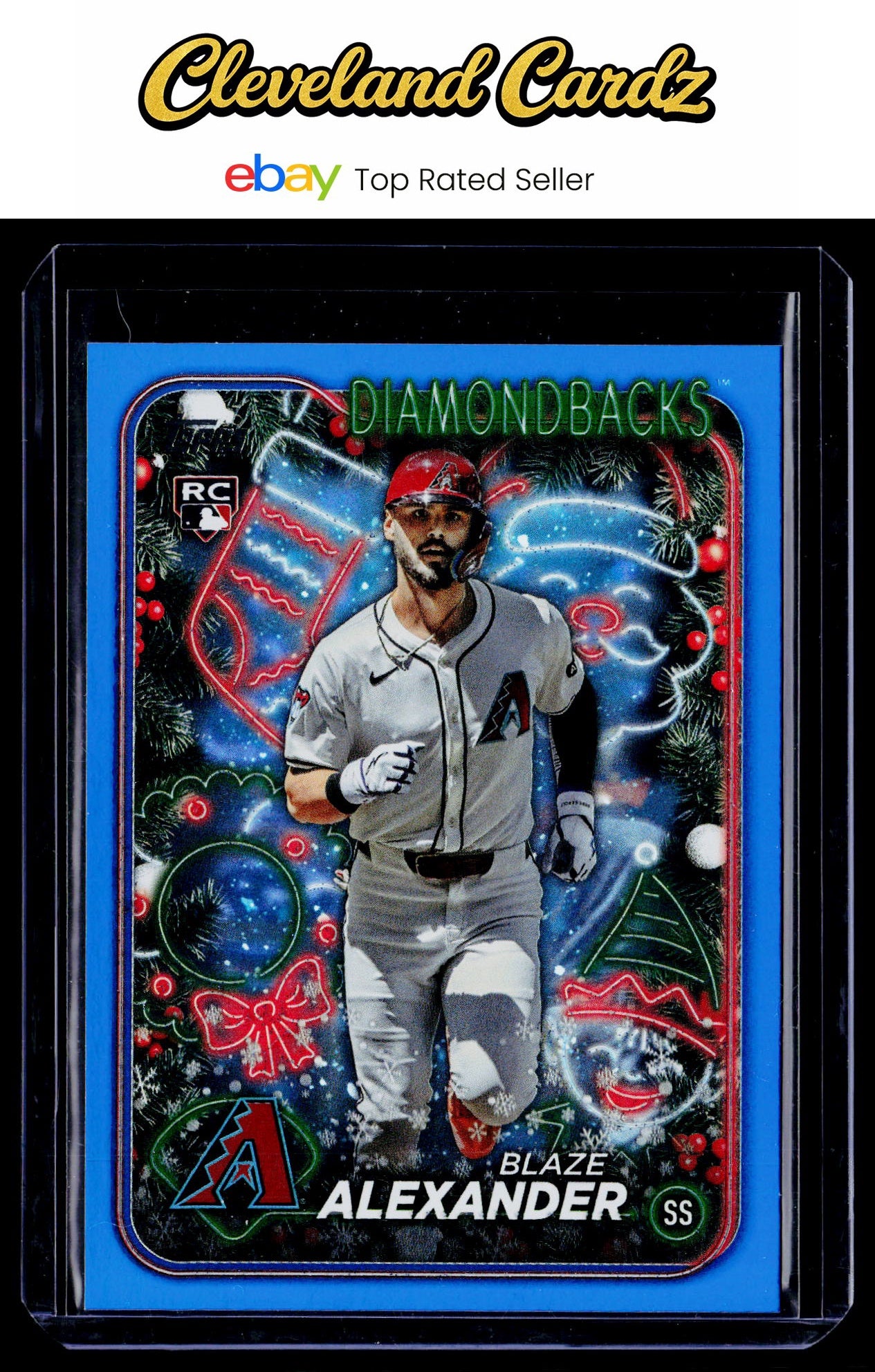 2024 Topps Holiday #H69 Blaze Alexander Holiday Tree Blue Metallic Refractor